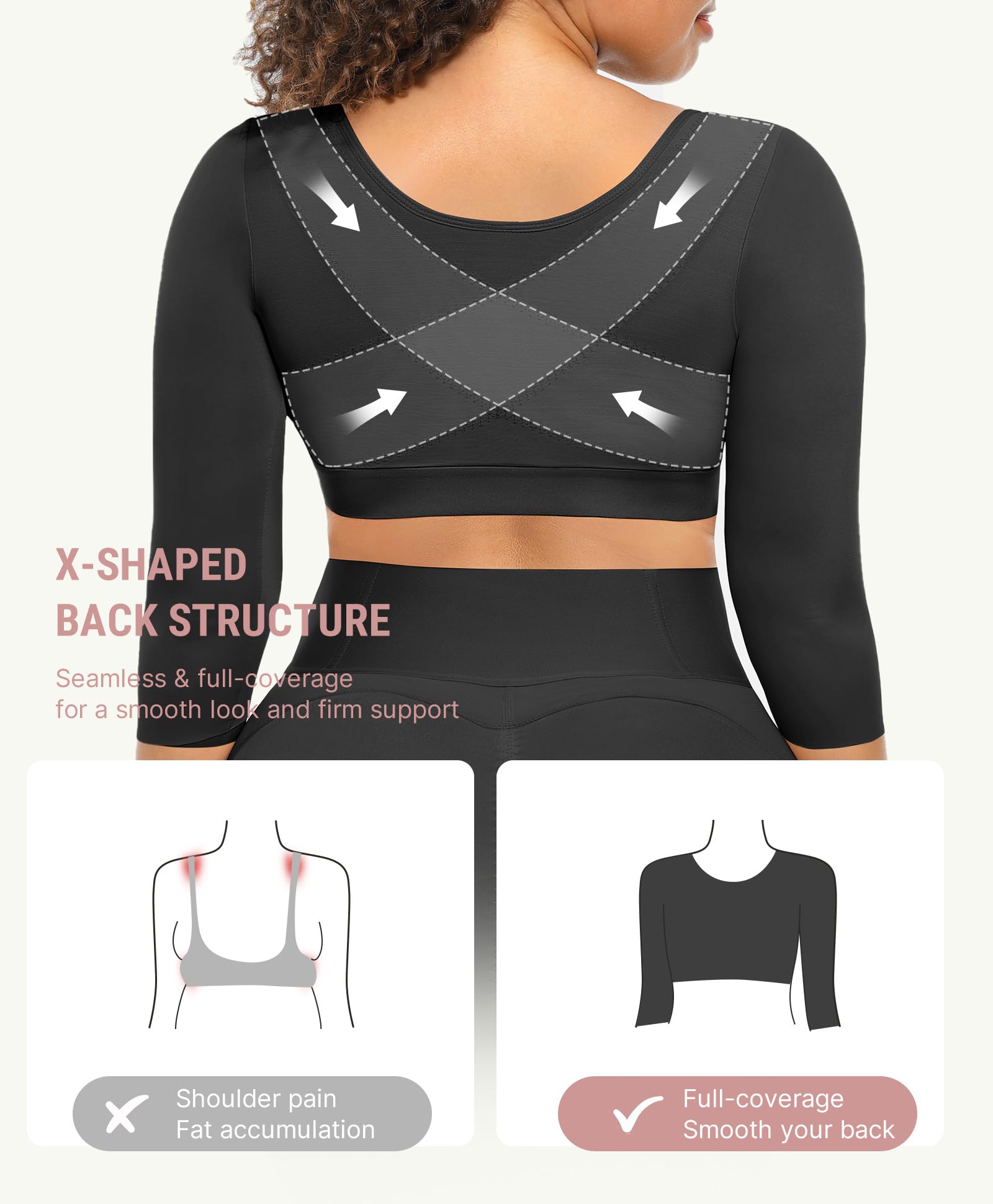 FeelinGirl Arm Shaper for Women Post Surgery Arm Lipo Compression Sleeves Slimming Arm Faja Front Closure Shapewear Bra - Image 4