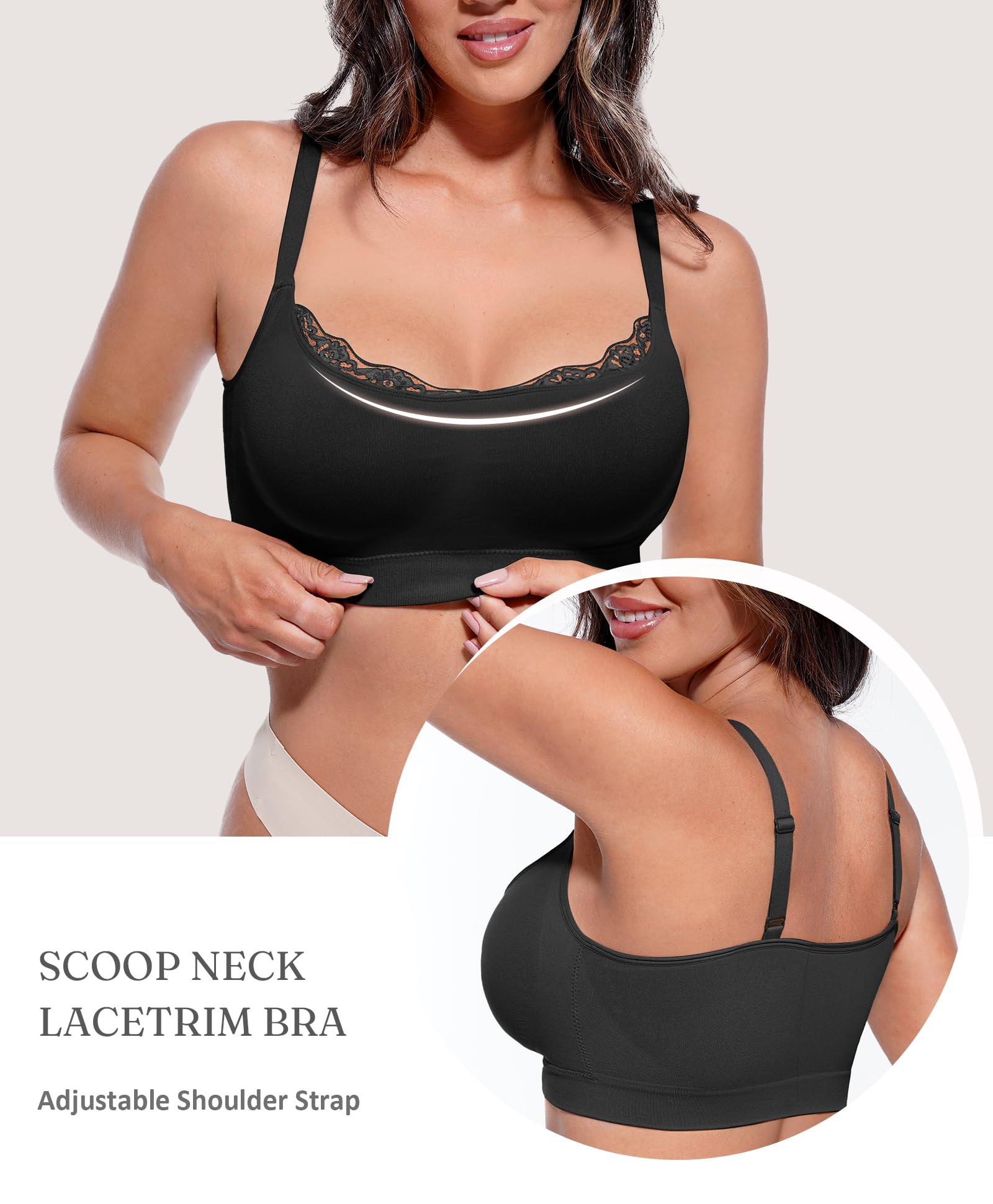 FeelinGirl Bras for Women No Underwire Lace Bralettes Wireless Full Coverage Seamless Bra Comfortable Everyday Bras No Padded - Image 3