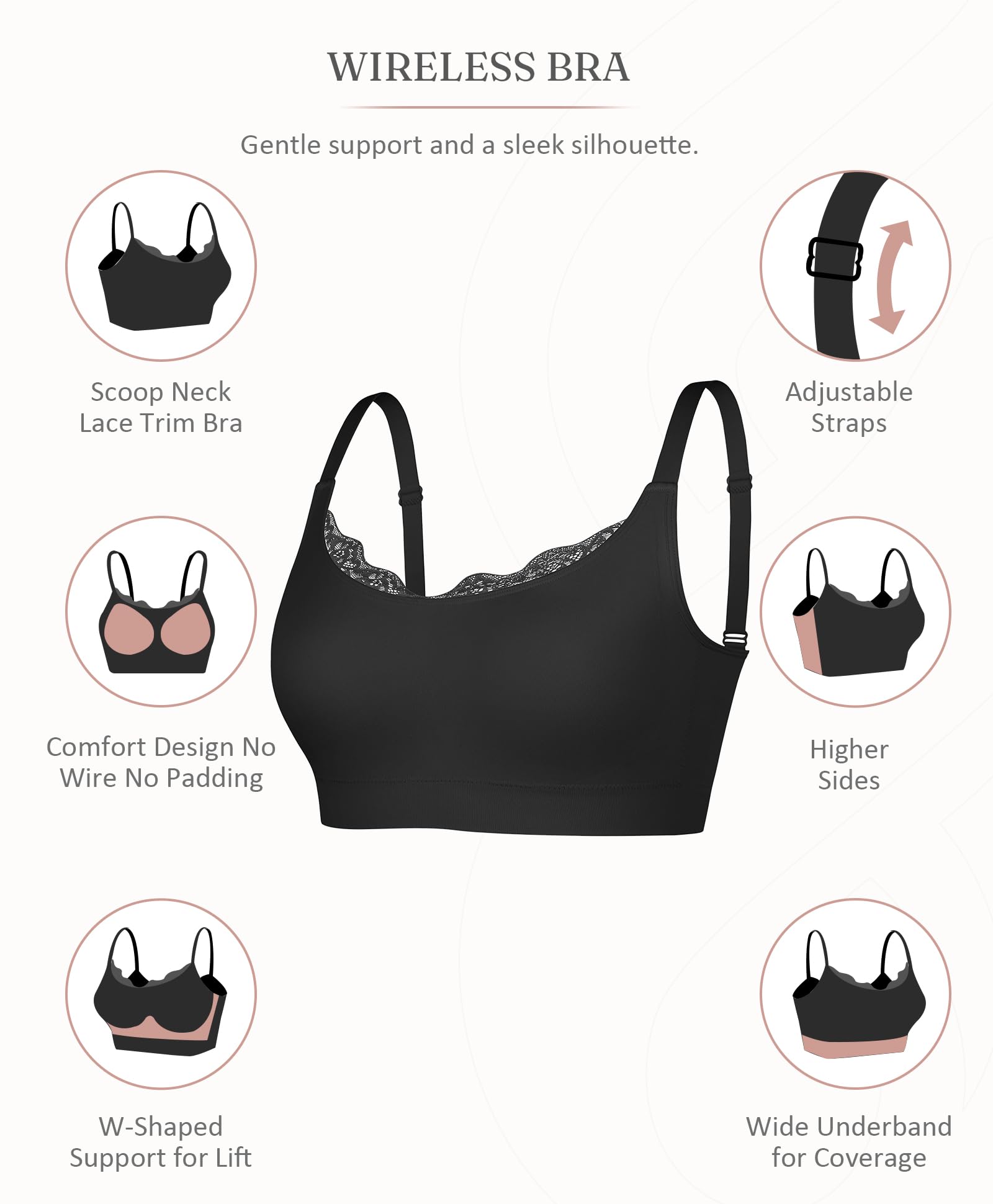 FeelinGirl Bras for Women No Underwire Lace Bralettes Wireless Full Coverage Seamless Bra Comfortable Everyday Bras No Padded - Image 5
