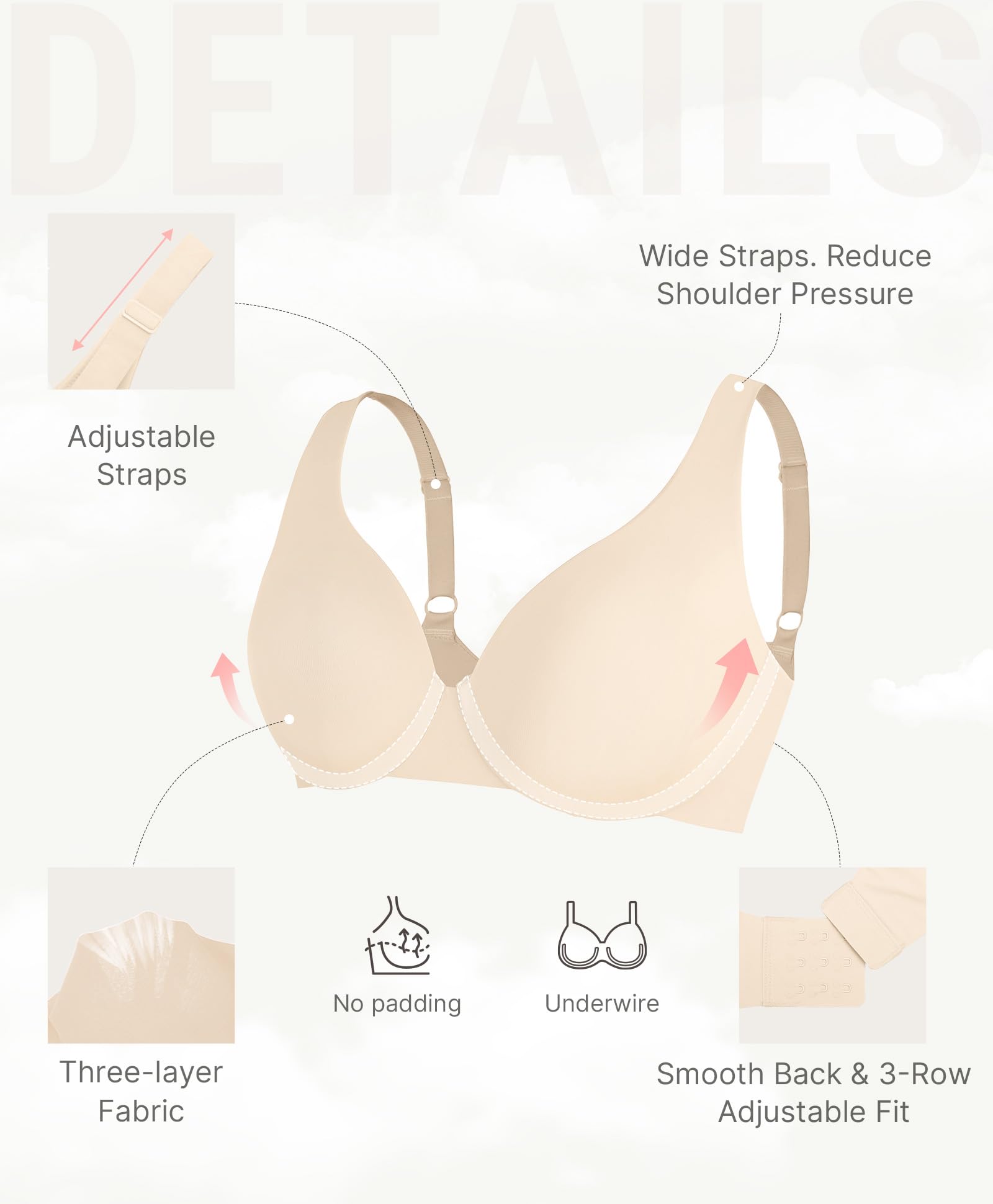 FeelinGirl Bras for Women Unlined No Padding Comfort Underwire Plus Size Full Coverage Seamless Plunge Everyday Bras - Image 4