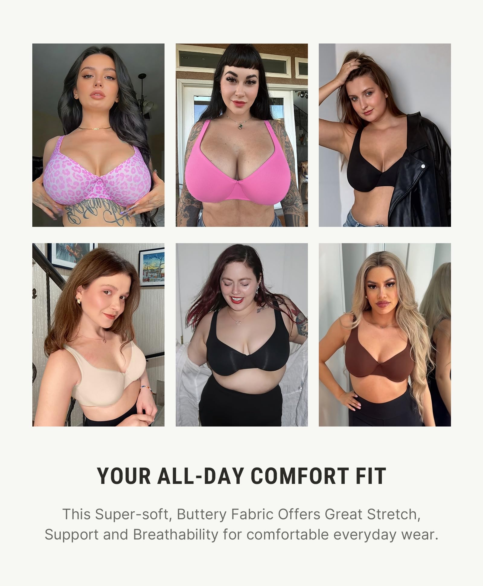 FeelinGirl Bras for Women Unlined No Padding Comfort Underwire Plus Size Full Coverage Seamless Plunge Everyday Bras - Image 6