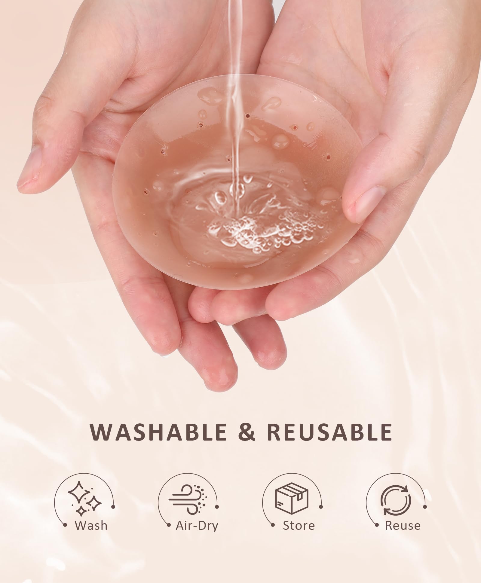 FeelinGirl Breathable Nipple Covers for Women Sticky Adhesive Silicone Nipple Pasties Reusable Nipple Cover - Image 5