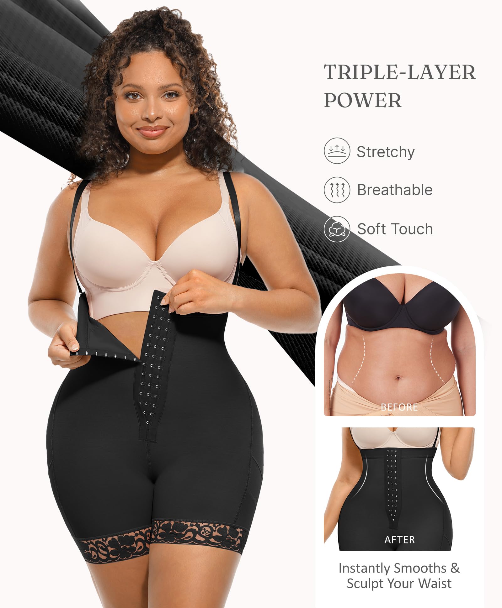 FeelinGirl Fajas Colombianas Shapewear for Women Post Surgery Compression Garment Tummy Control Shaper with Zipper Crotch - Image 3