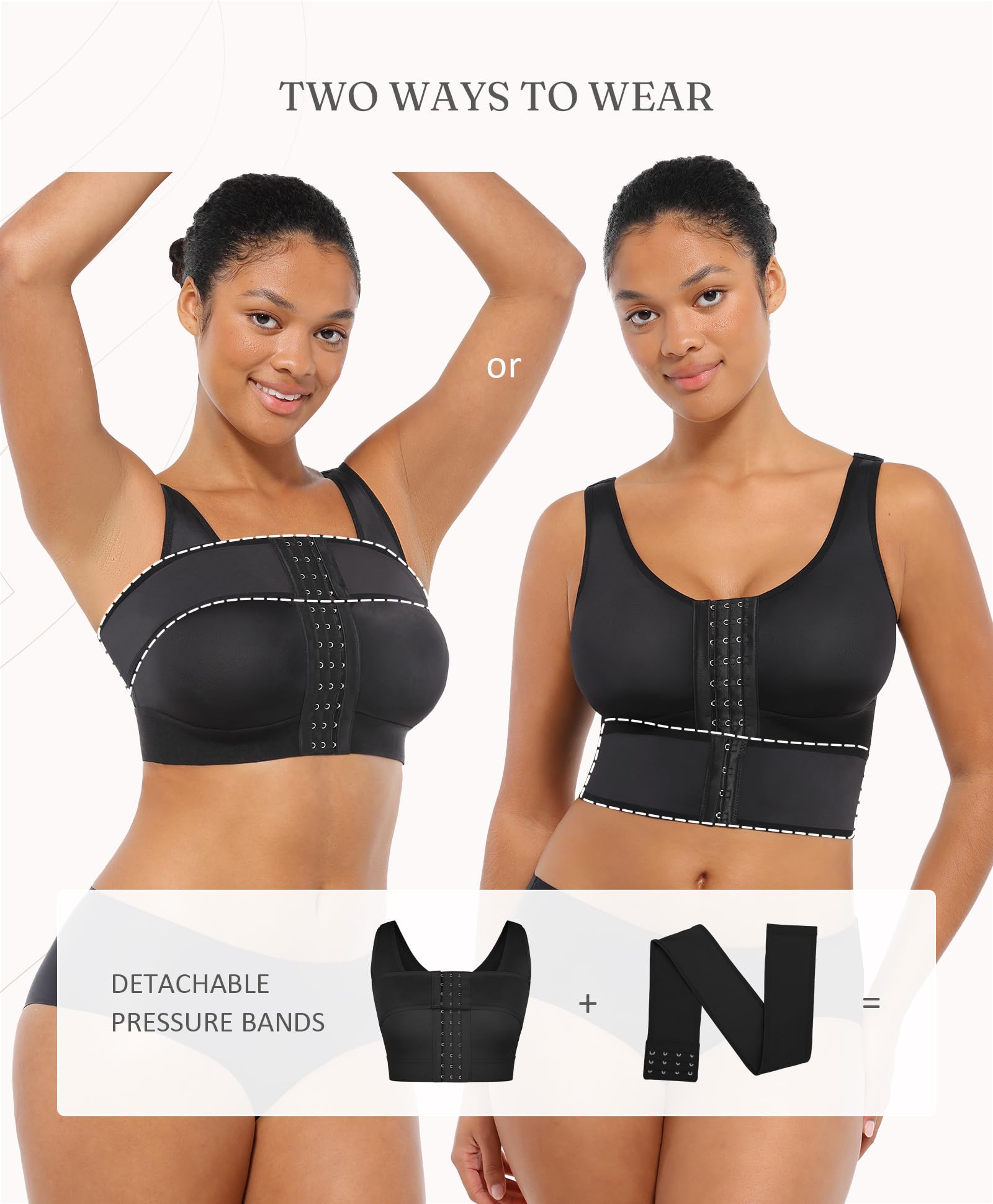 FeelinGirl Front Closure Post Surgical Compression Bra for Women with Removable Breast Support Band - Image 4