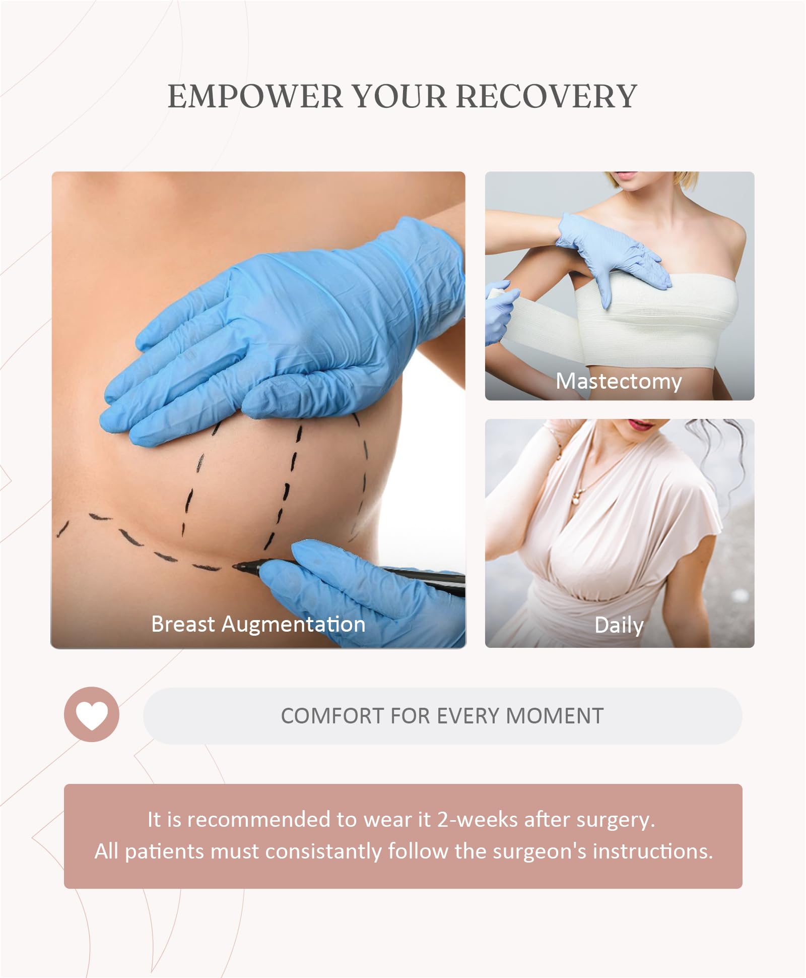 FeelinGirl Front Closure Post Surgical Compression Bra for Women with Removable Breast Support Band - Image 7