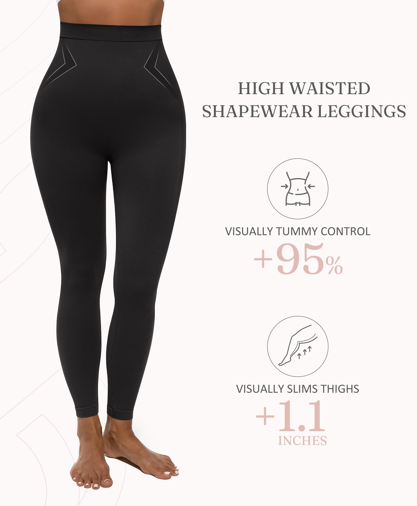 FeelinGirl Leggings for Women Tummy Control High Waisted Compression Leggings Seamless Shapewear Pants Non-See-Through - Image 4