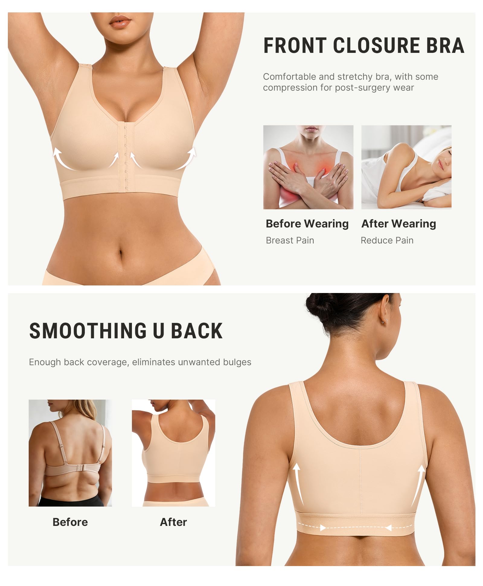 FeelinGirl Mastectomy Bras for Women Compression Post Op Surgery Bra Front Closure Surgical Recovery Everyday Bra - Image 4