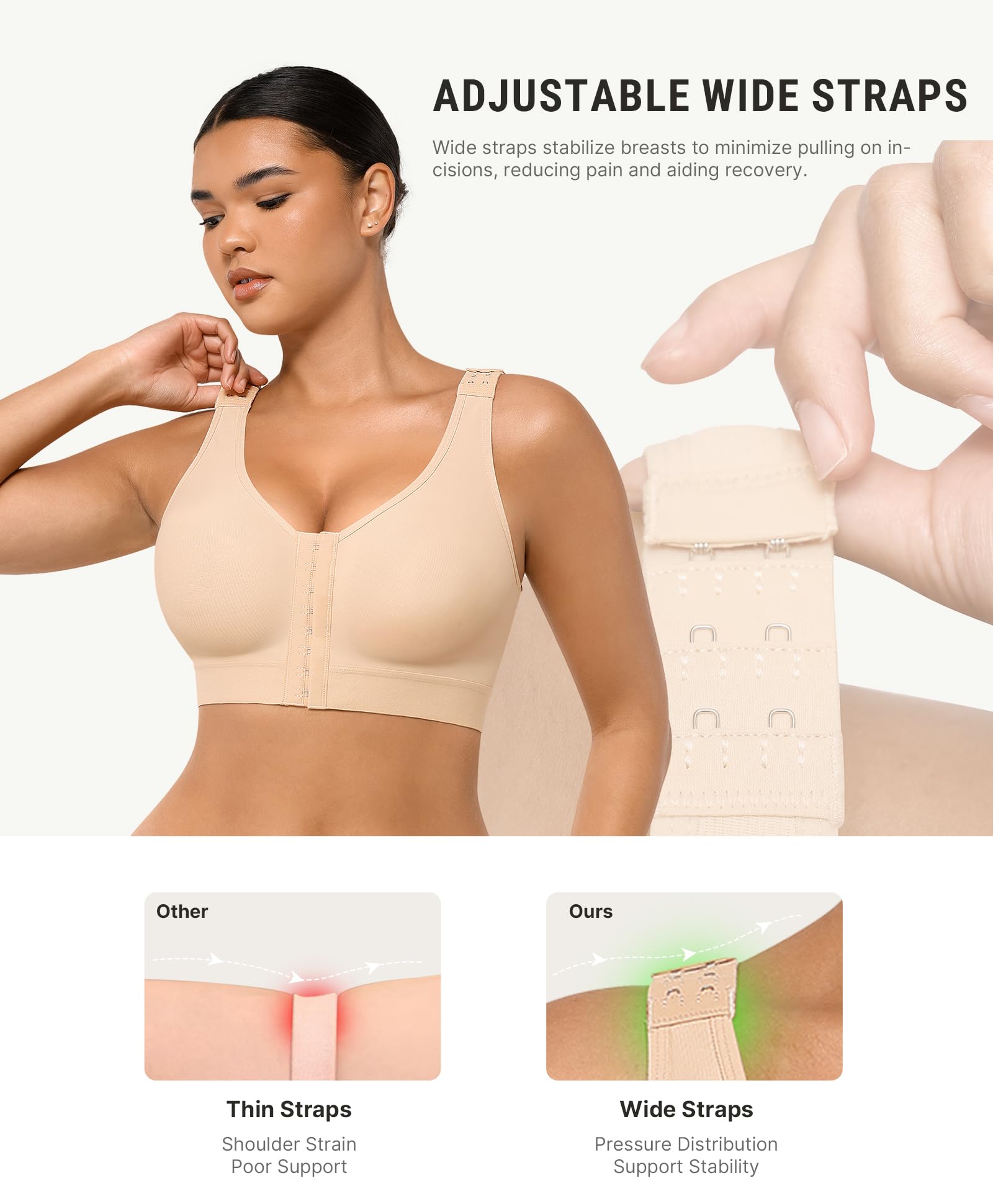 FeelinGirl Mastectomy Bras for Women Compression Post Op Surgery Bra Front Closure Surgical Recovery Everyday Bra - Image 5