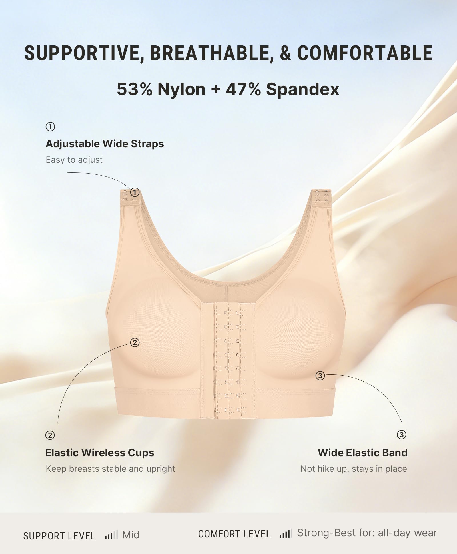 FeelinGirl Mastectomy Bras for Women Compression Post Op Surgery Bra Front Closure Surgical Recovery Everyday Bra - Image 6