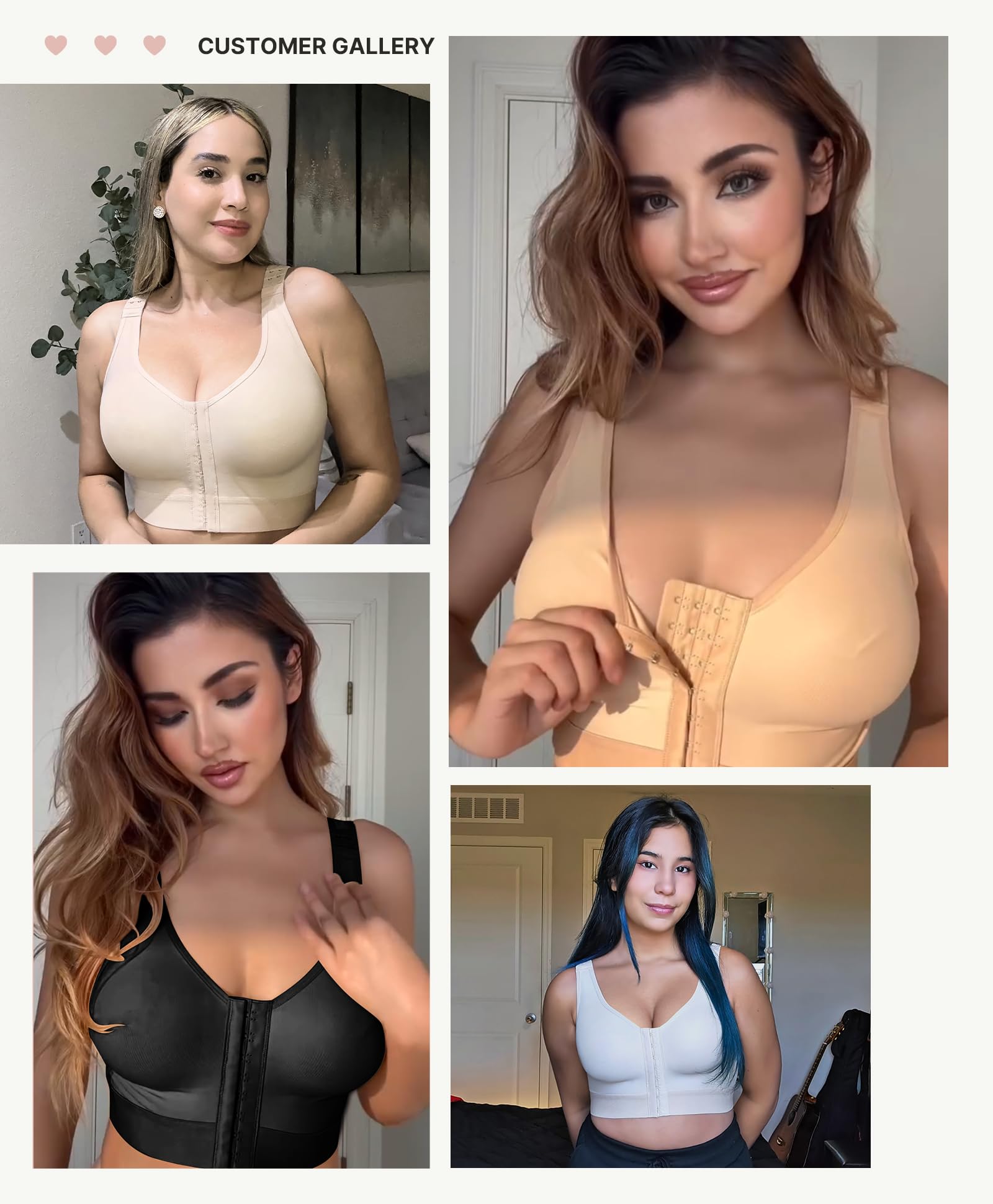 FeelinGirl Mastectomy Bras for Women Compression Post Op Surgery Bra Front Closure Surgical Recovery Everyday Bra - Image 7