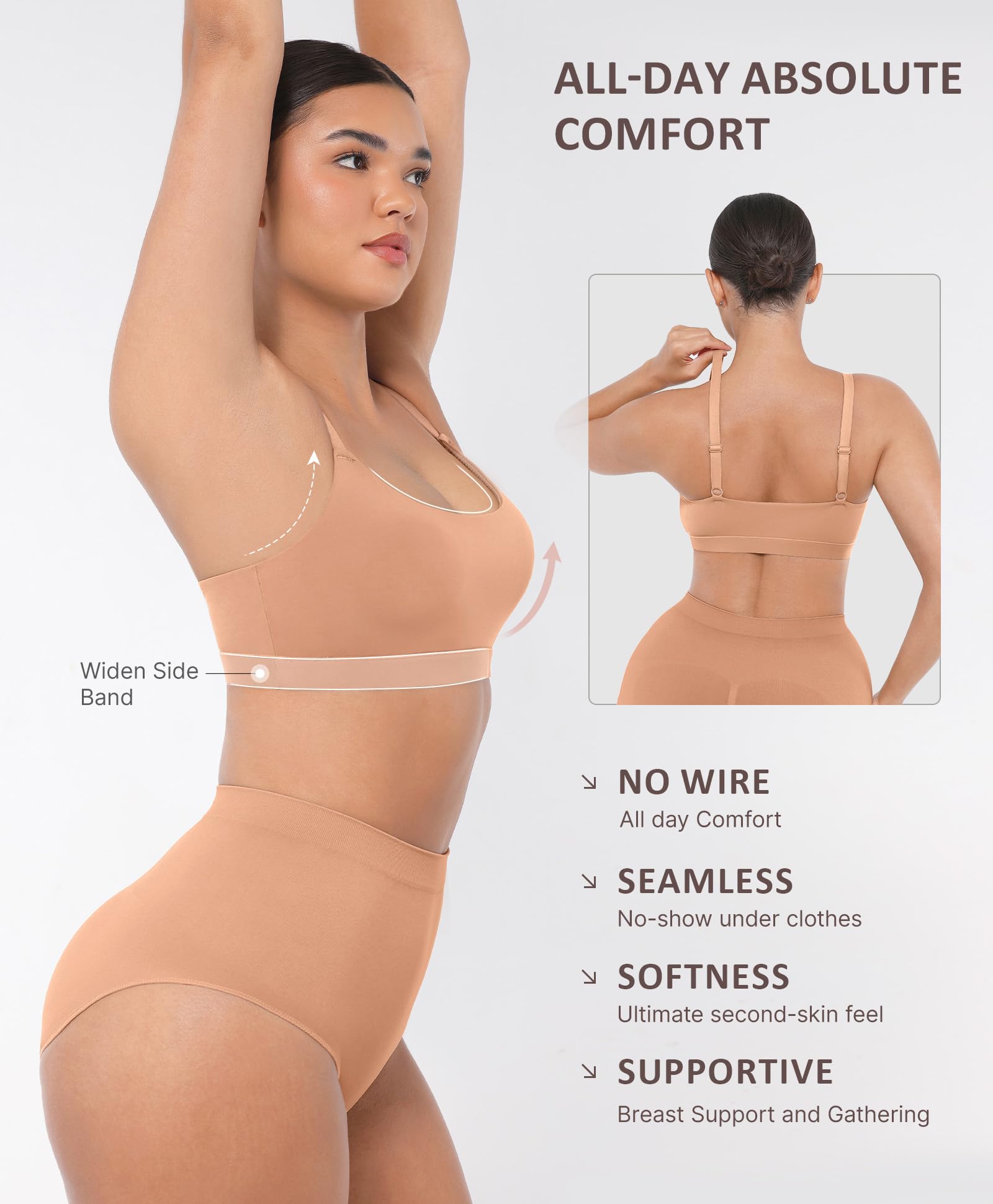 FeelinGirl Seamless Bras Wireless Bralettes for Women, No Wire Unlined Comfort Soft for Sleep, Everyday Bras - Image 3