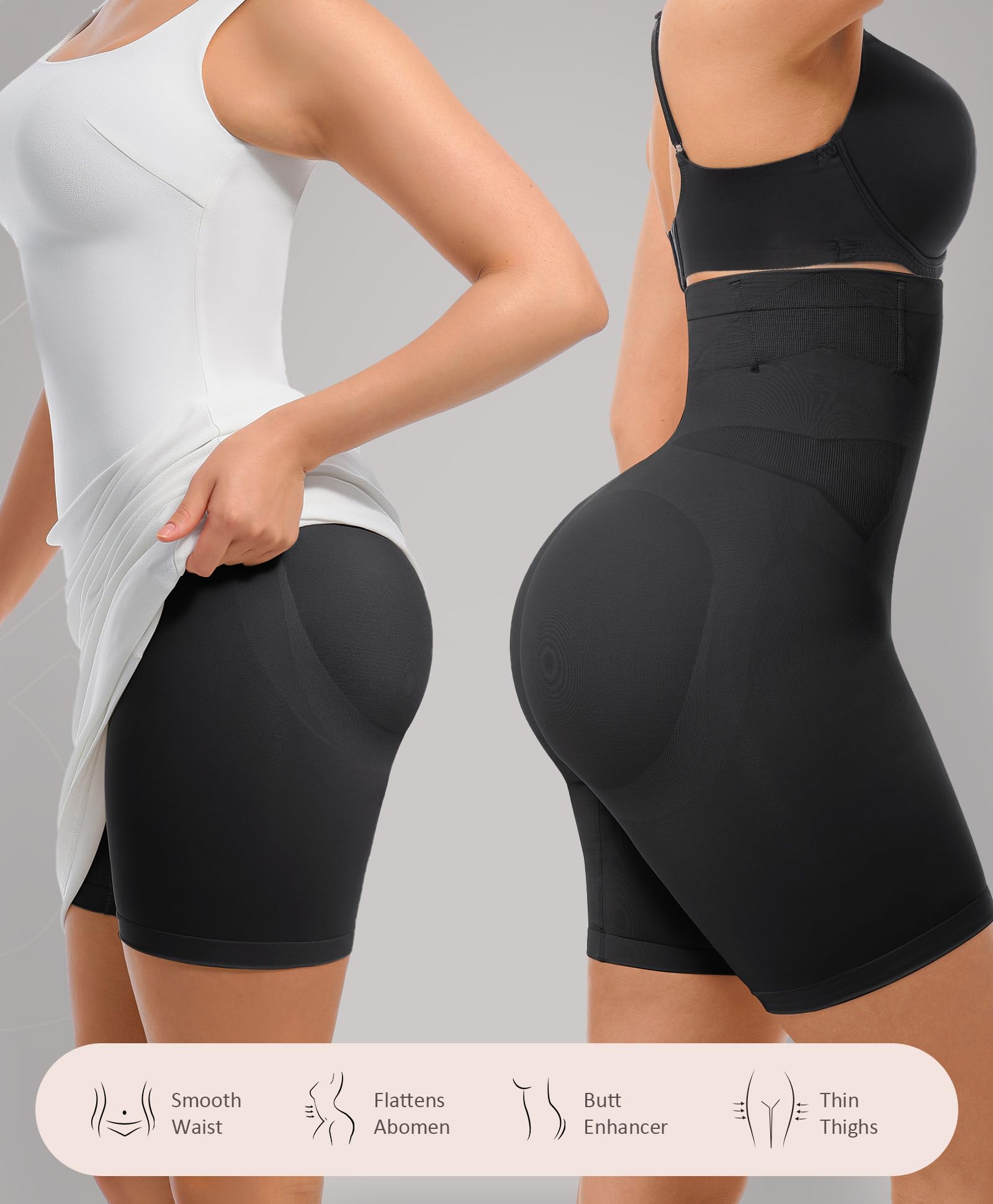 FeelinGirl Shapewear for Women Tummy Control High Waisted Light Shaping Butt Lifting Shapewear Shorts Body Shaper - Image 5