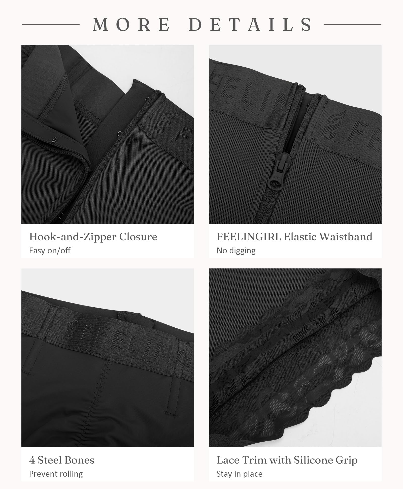 FeelinGirl Shapewear for Women Tummy Control Shorts Butt Lifting Faja Mid-waist Body Shaper with Hook Zipper Closure - Image 5