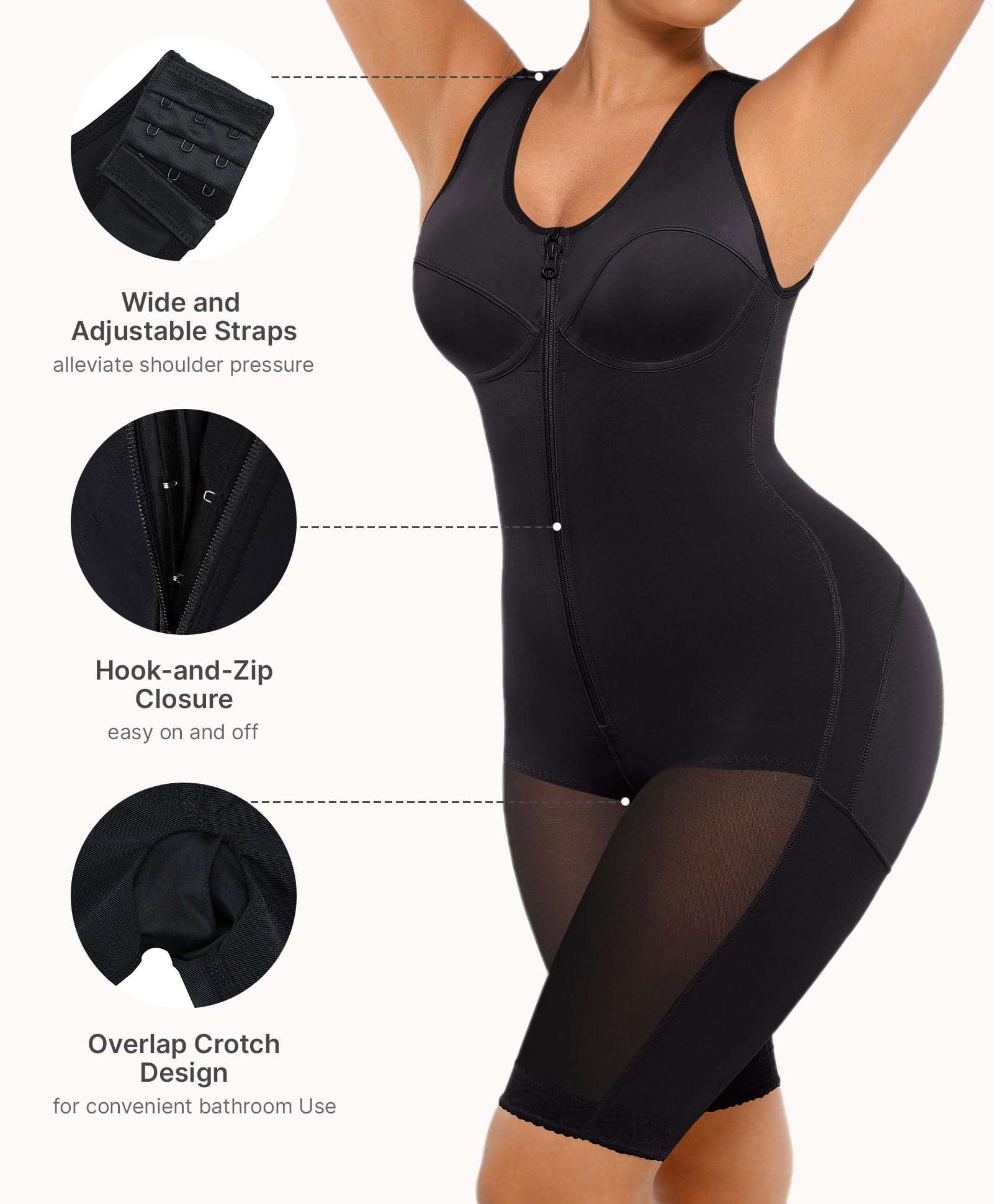 FeelinGirl Shapewear Tummy Control Post Surgery Body Shaper Compression Garment Butt Lifter - Image 4