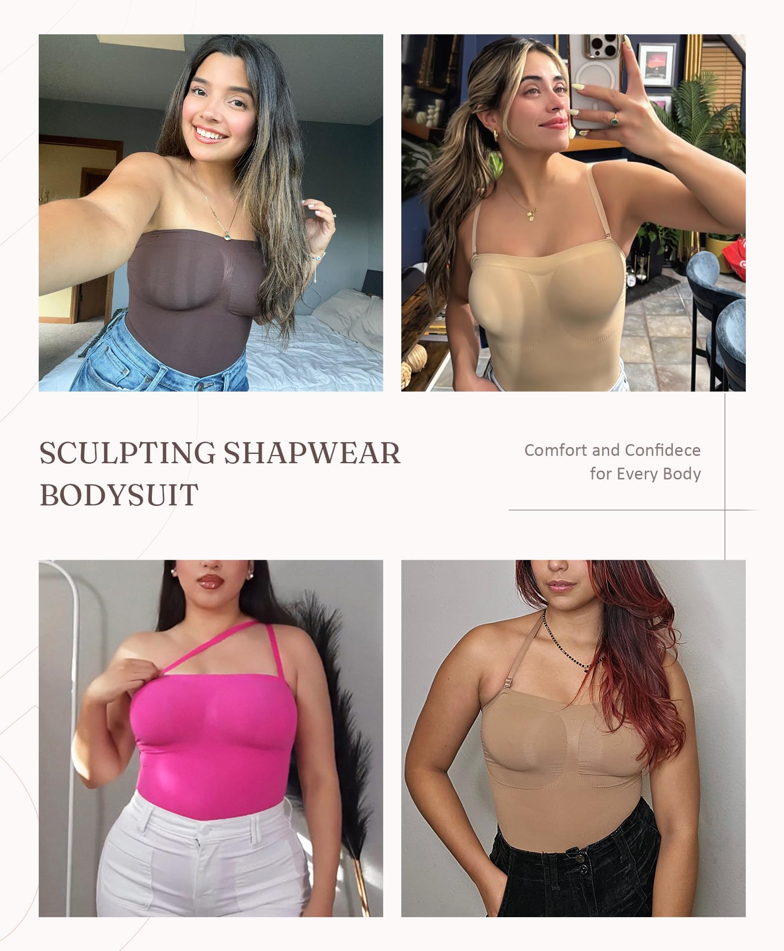 FeelinGirl Strapless Bodysuit for Women Tummy Control Shapewear Wedding Dress Body Shaper with Removable Straps - Image 6