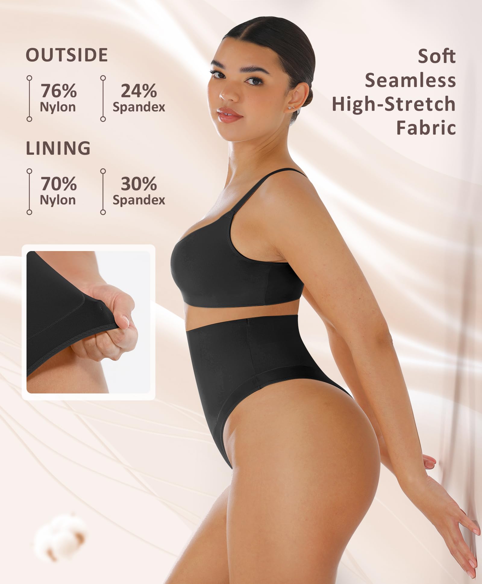 FeelinGirl Thong Shapewear Tummy Control Mid Waisted Seamless Shapewear for Women Moderate Compression - Image 4