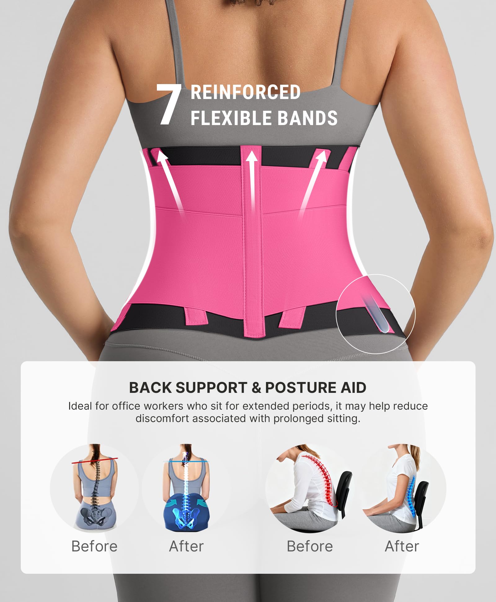 FeelinGirl Waist Trainer Belt for Women Waist Cincher Waist Trimmer Corset Adjustable Hook Loop Tummy Control Slimming - Image 3