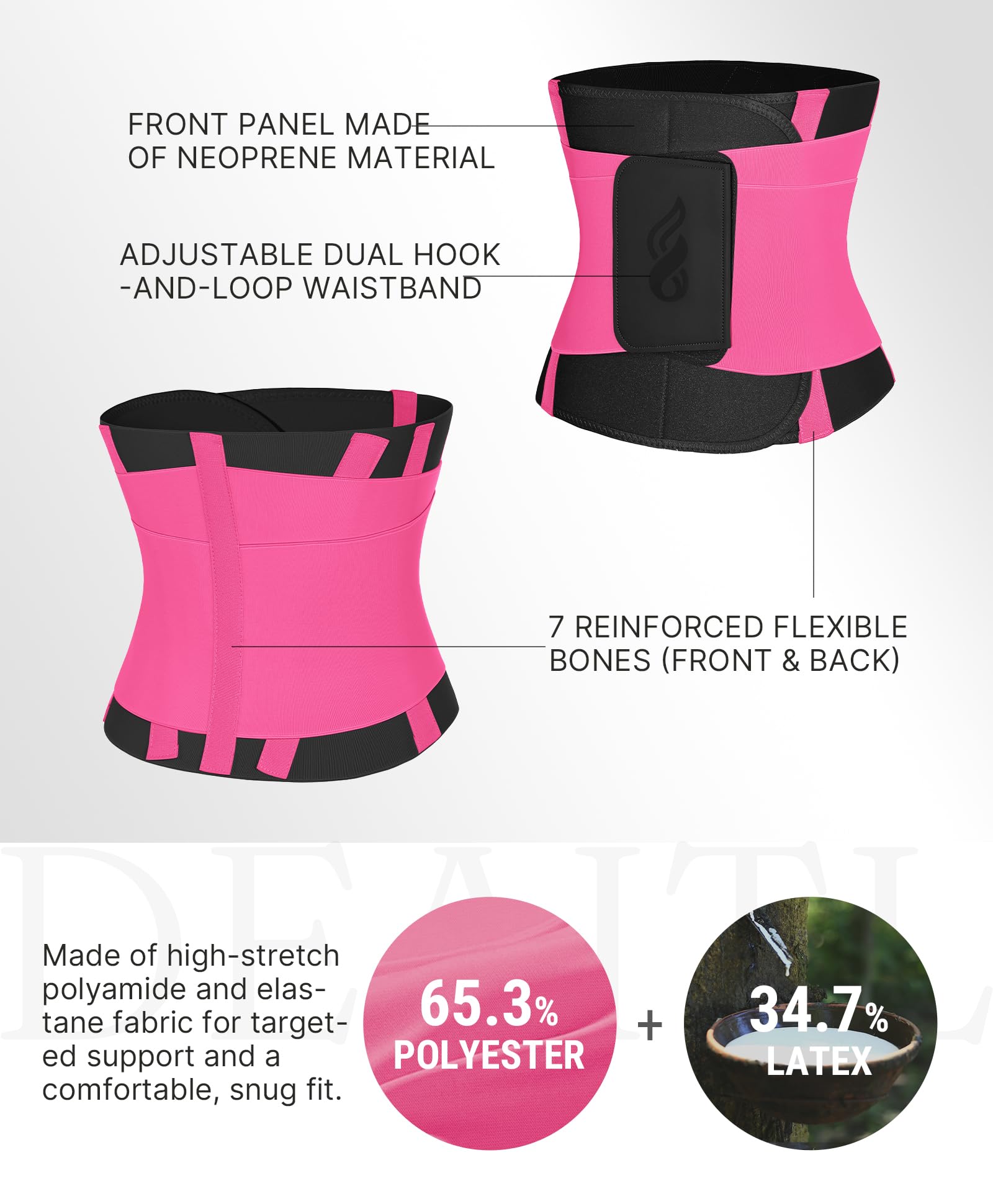 FeelinGirl Waist Trainer Belt for Women Waist Cincher Waist Trimmer Corset Adjustable Hook Loop Tummy Control Slimming - Image 5