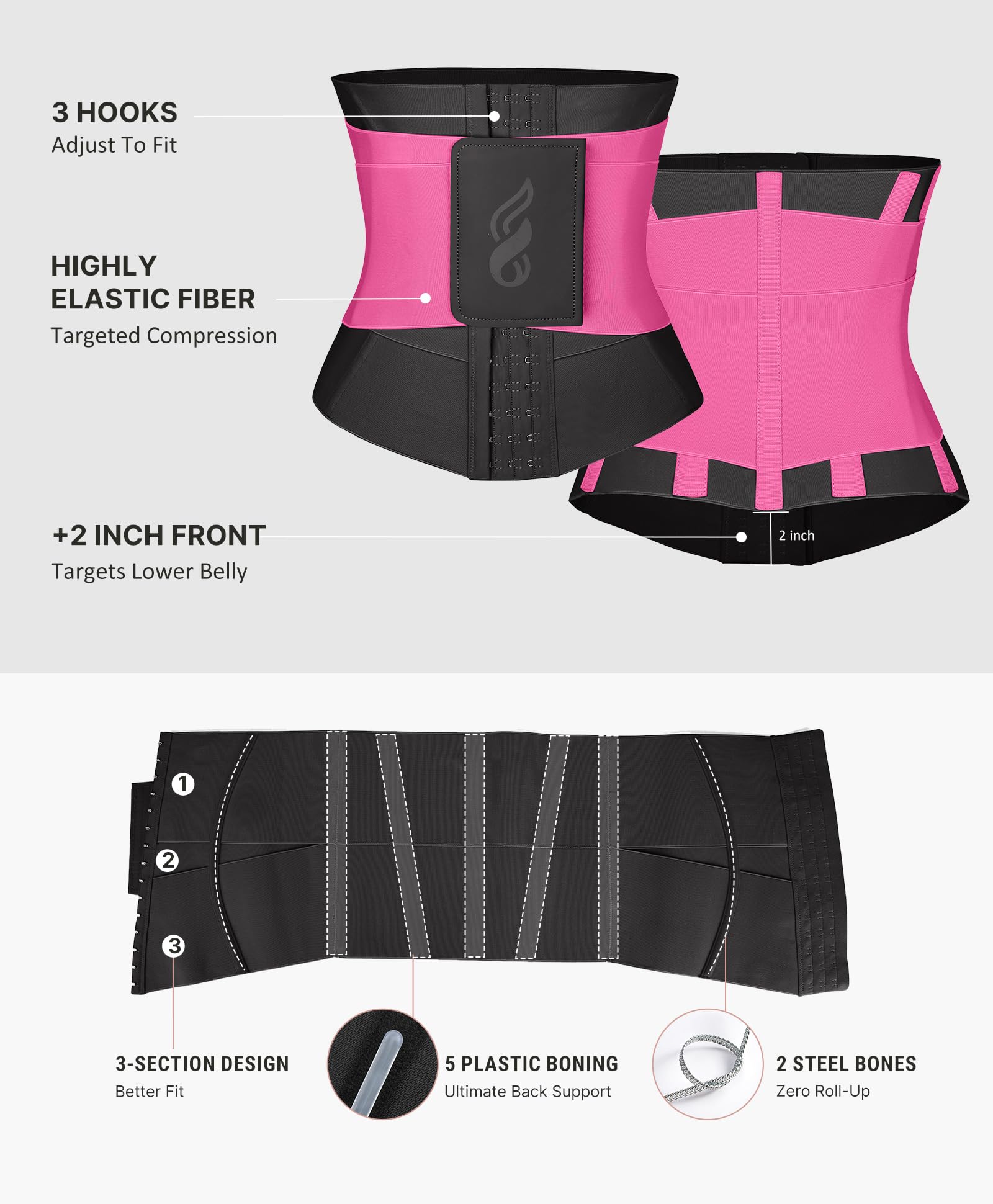 FeelinGirl Waist Trainer for Women Belly Fat Waist Trimmer Ab Belt Tummy Control with Triple Segmented Belt Body Shaper - Image 4