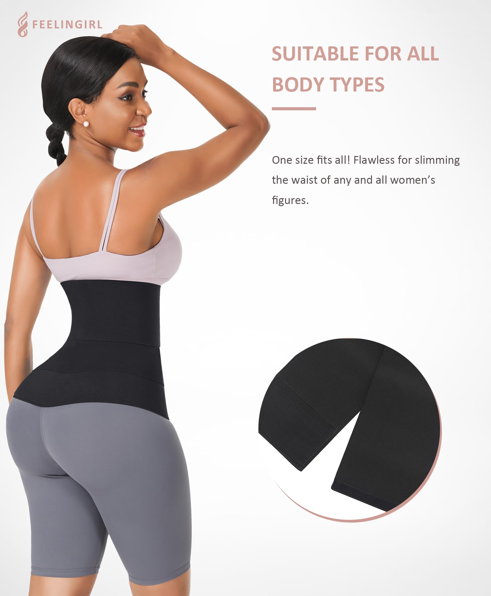 FeelinGirl Waist Trainer for Women Sauna Belt Tummy Wrap Plus Size - Image 4