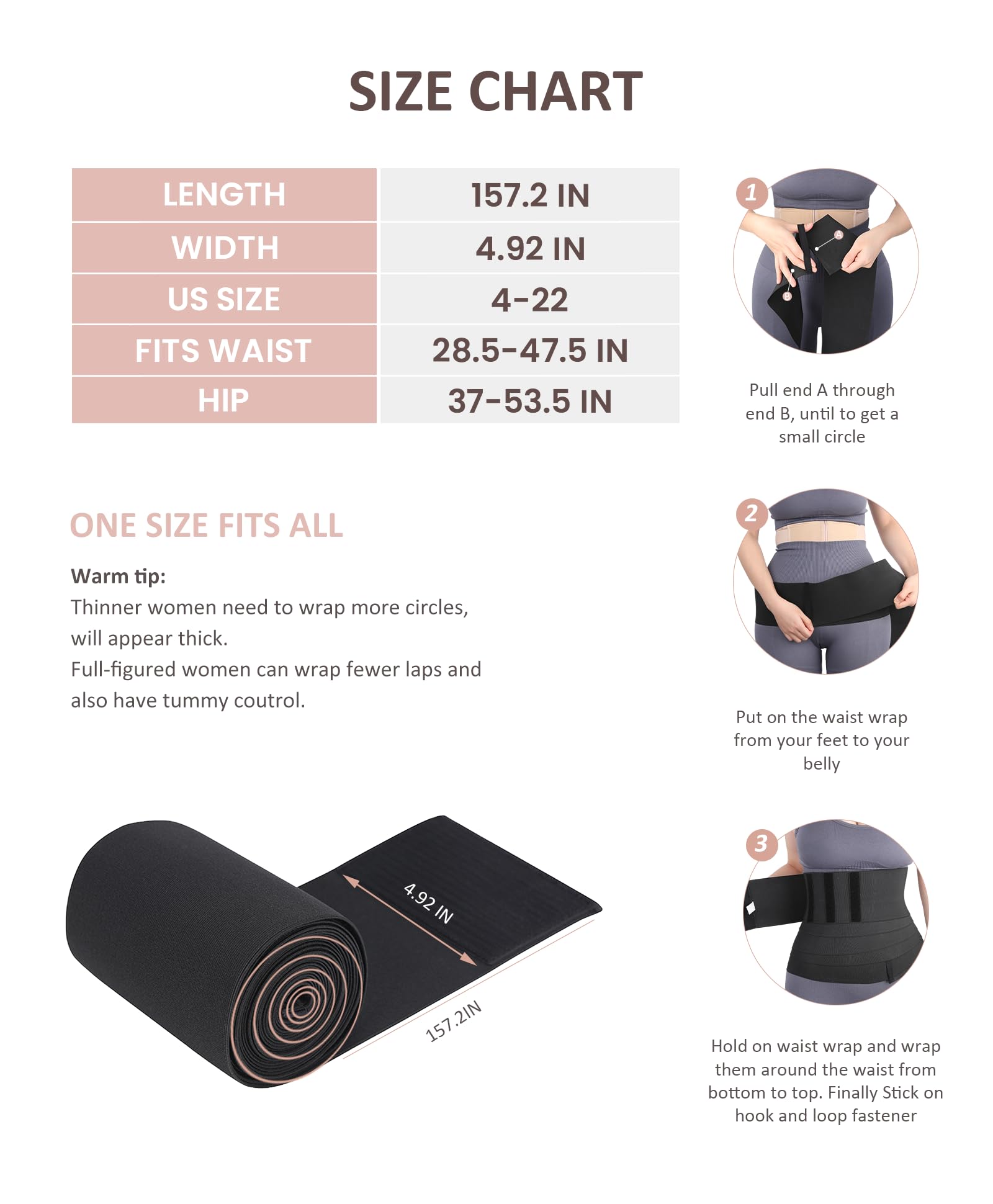 FeelinGirl Waist Trainer for Women Sauna Belt Tummy Wrap Plus Size - Image 6