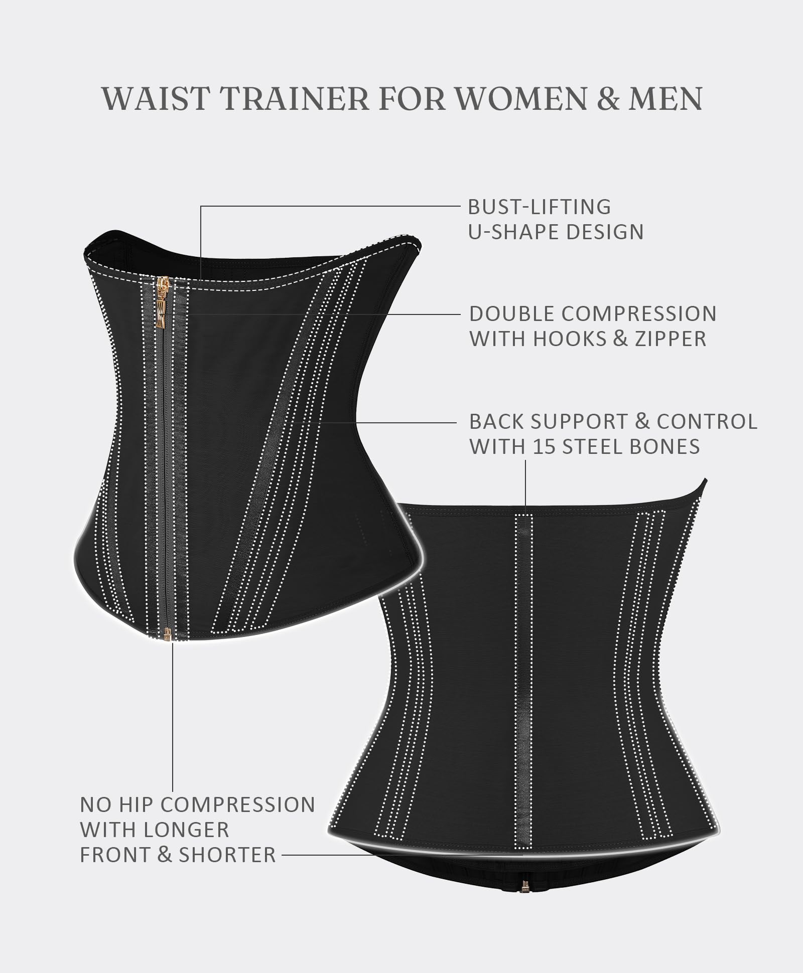 FeelinGirl Waist Trainer for Women Tummy Control Corset Waist Cincher Body Shaper Sport Workout Fajas Postpartum Zipper - Image 5