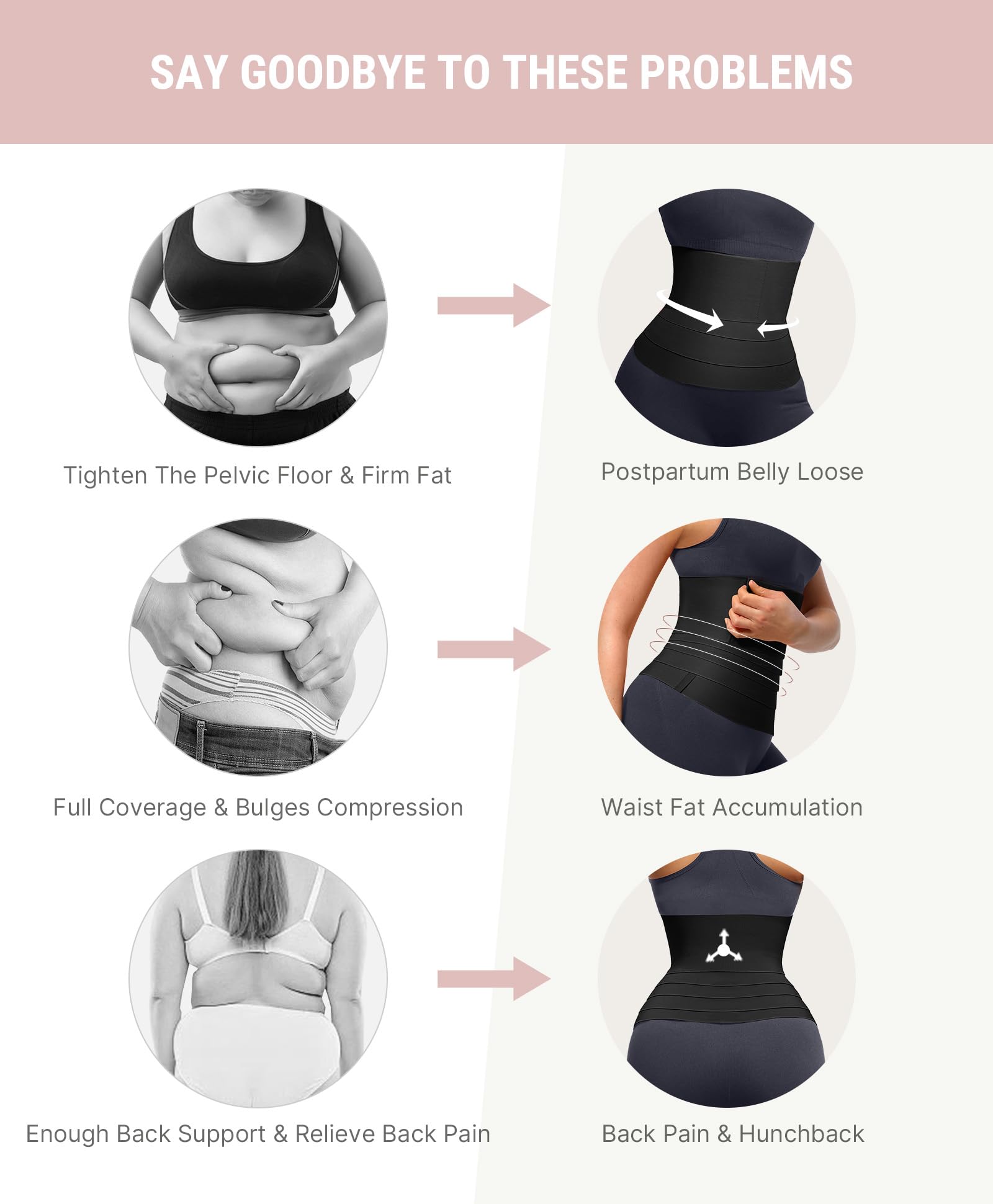FeelinGirl Waist Trainer for Women Tummy Control Trimmer Belt Waist Cincher Bandage Wrap Plus Size Body Shaper - Image 3