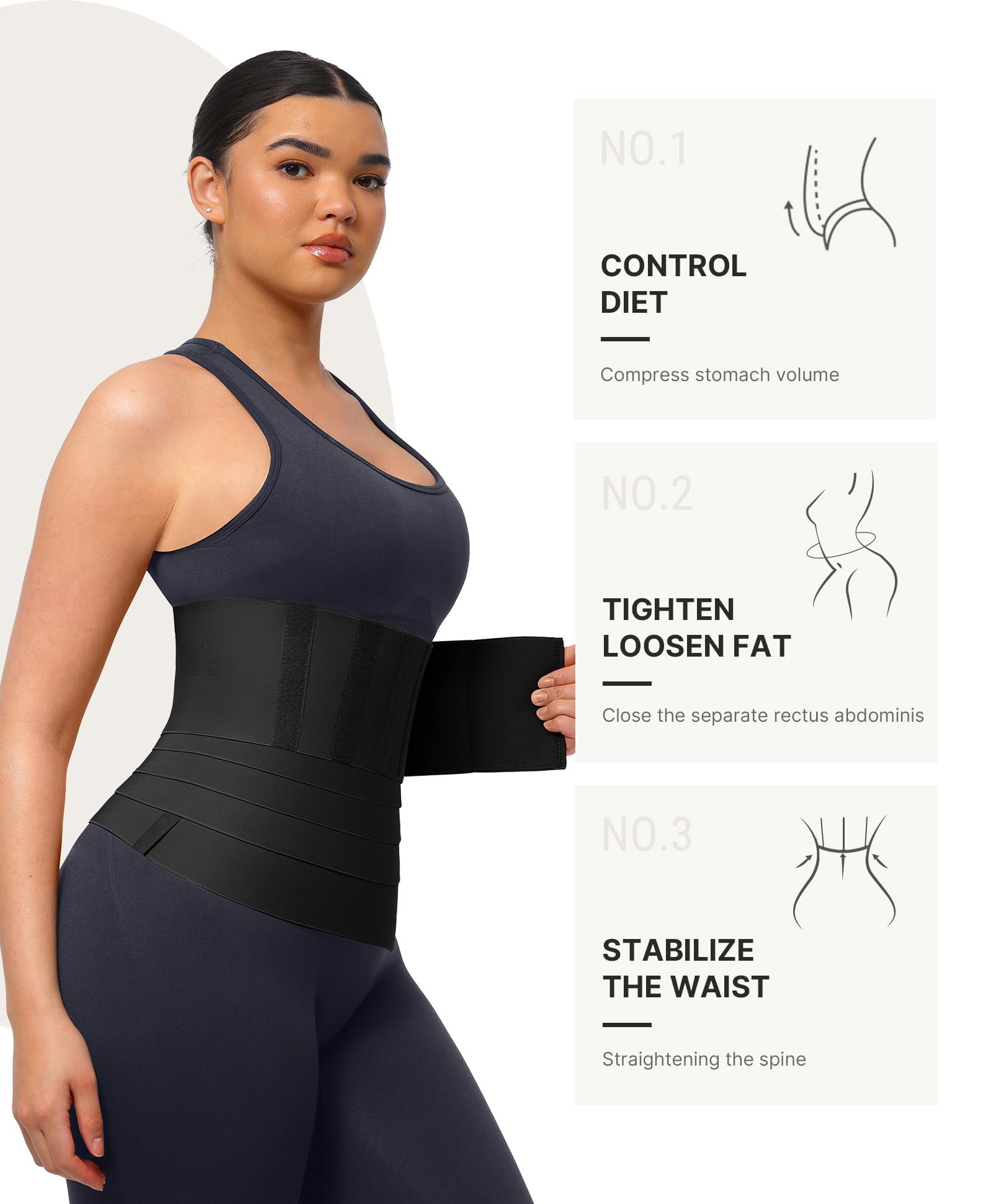 FeelinGirl Waist Trainer for Women Tummy Control Trimmer Belt Waist Cincher Bandage Wrap Plus Size Body Shaper - Image 4