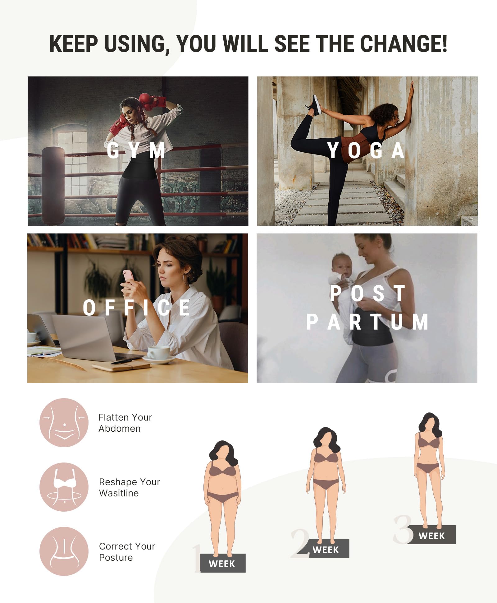 FeelinGirl Waist Trainer for Women Tummy Control Trimmer Belt Waist Cincher Bandage Wrap Plus Size Body Shaper - Image 6