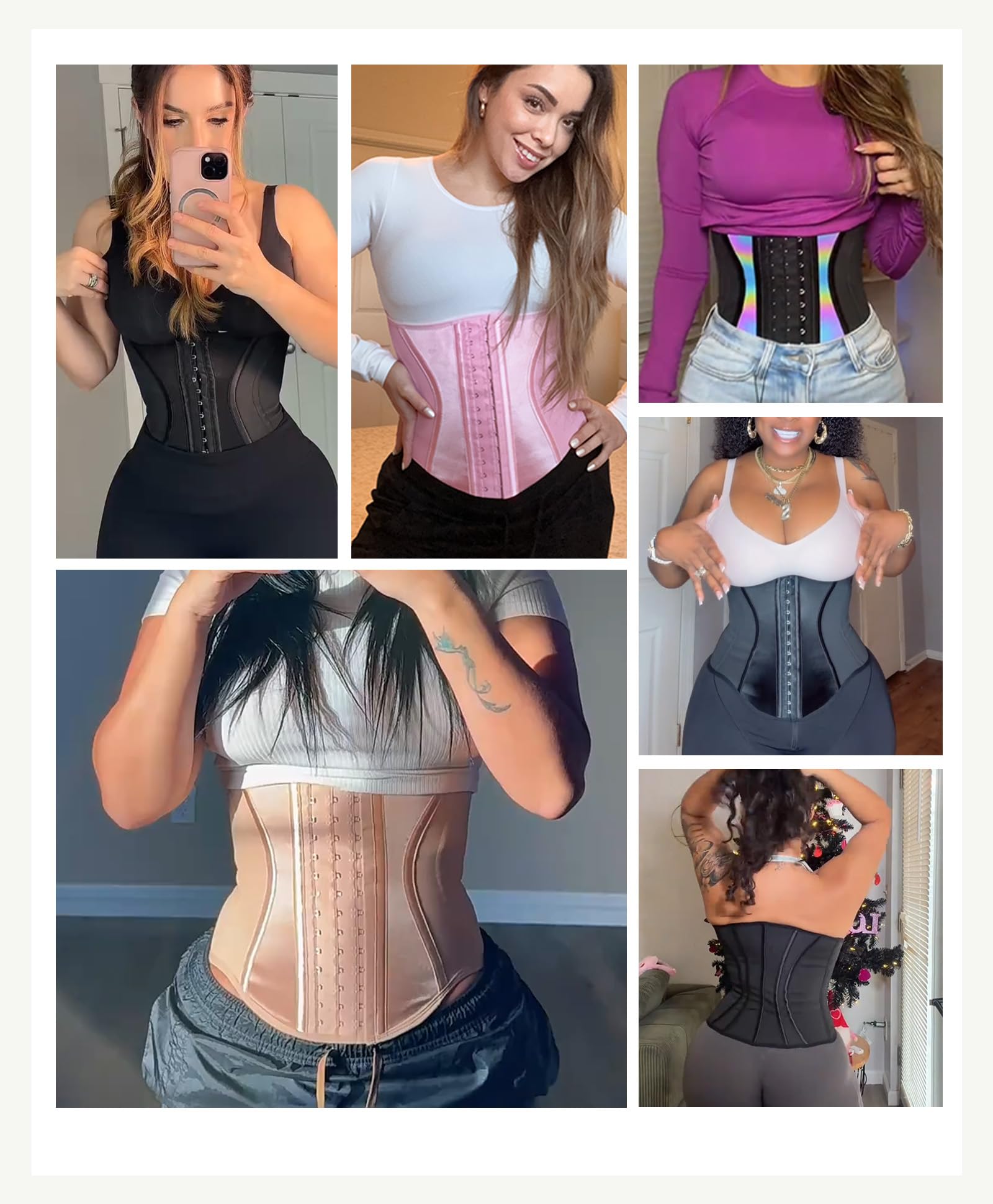 FeelinGirl Waist Trainer for Women Tummy Control Working Out Shapewear Latex Glossy Waist Cincher with Adjustable Hooks - Image 5