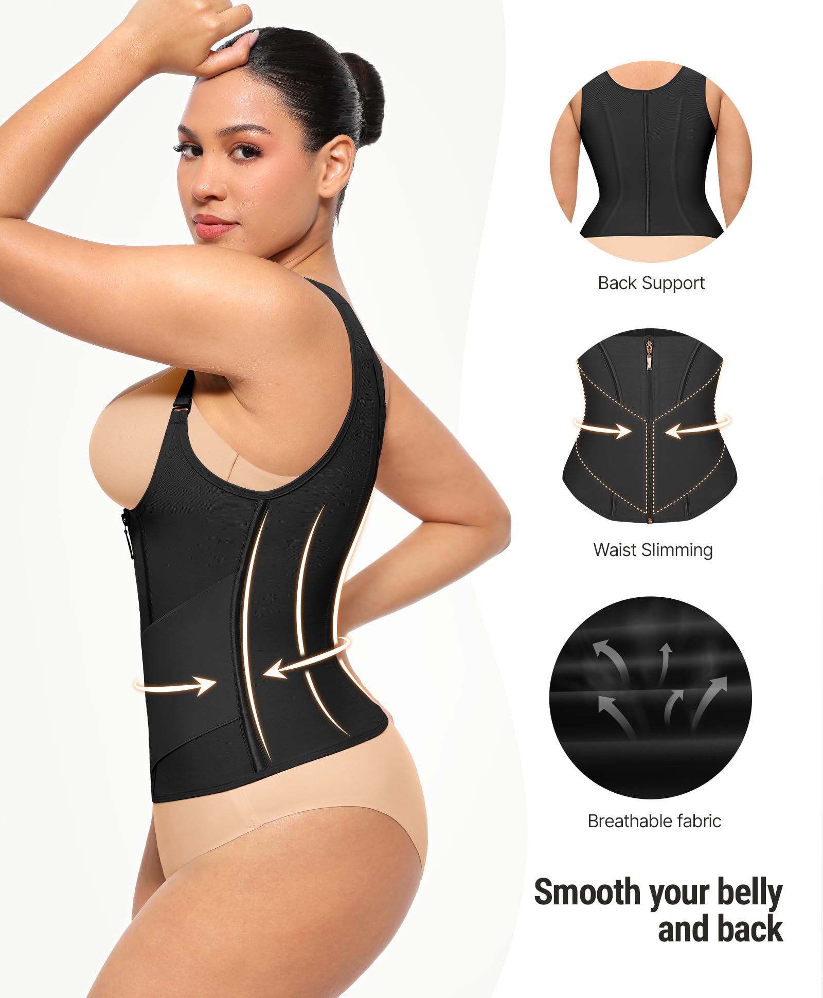 FeelinGirl Waist Trainer Vest for Women Tummy Control Corset Body Shaper Back Support Adjustable Straps Workout Faja - Image 4