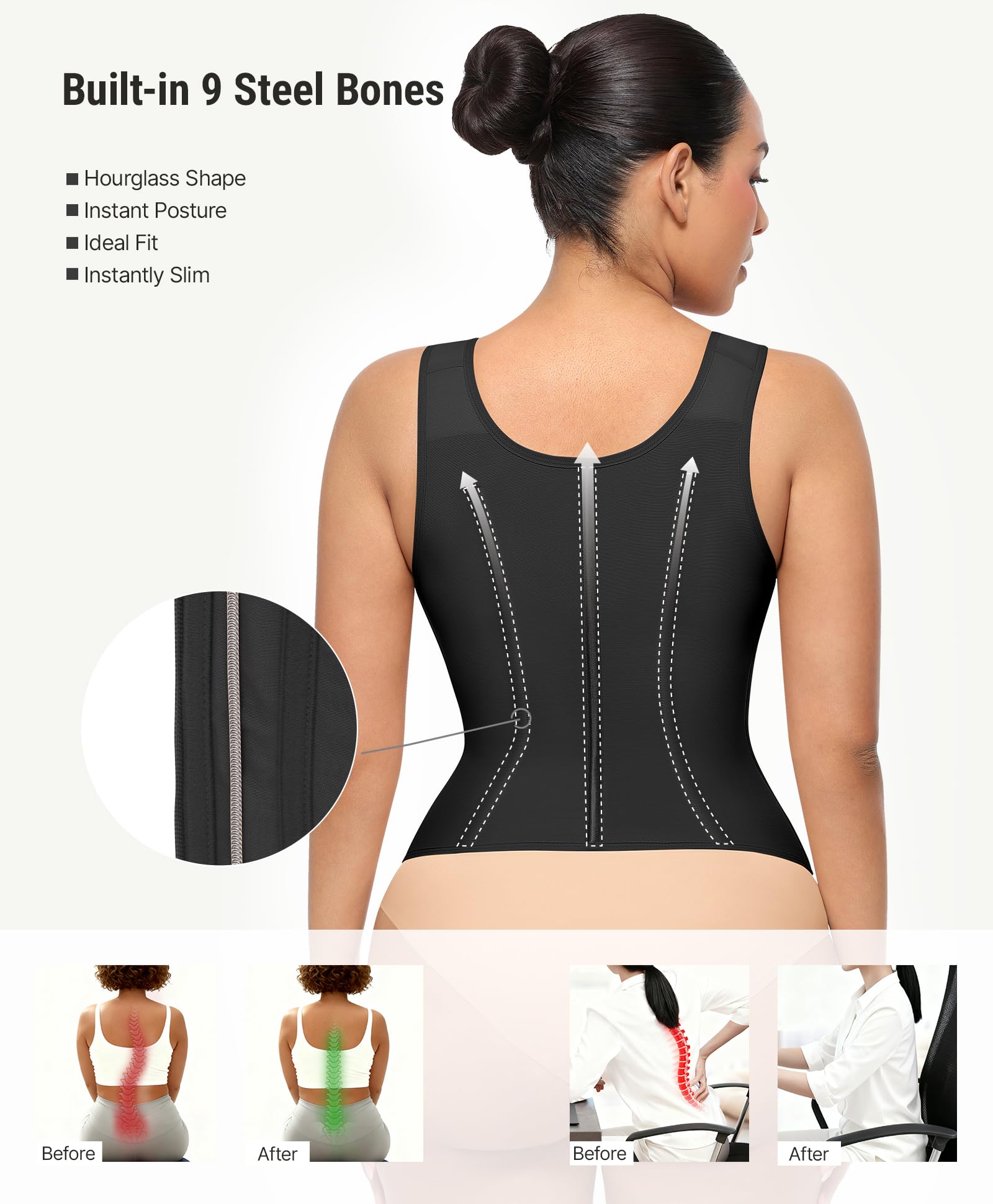 FeelinGirl Waist Trainer Vest for Women Tummy Control Corset Body Shaper Back Support Adjustable Straps Workout Faja - Image 5