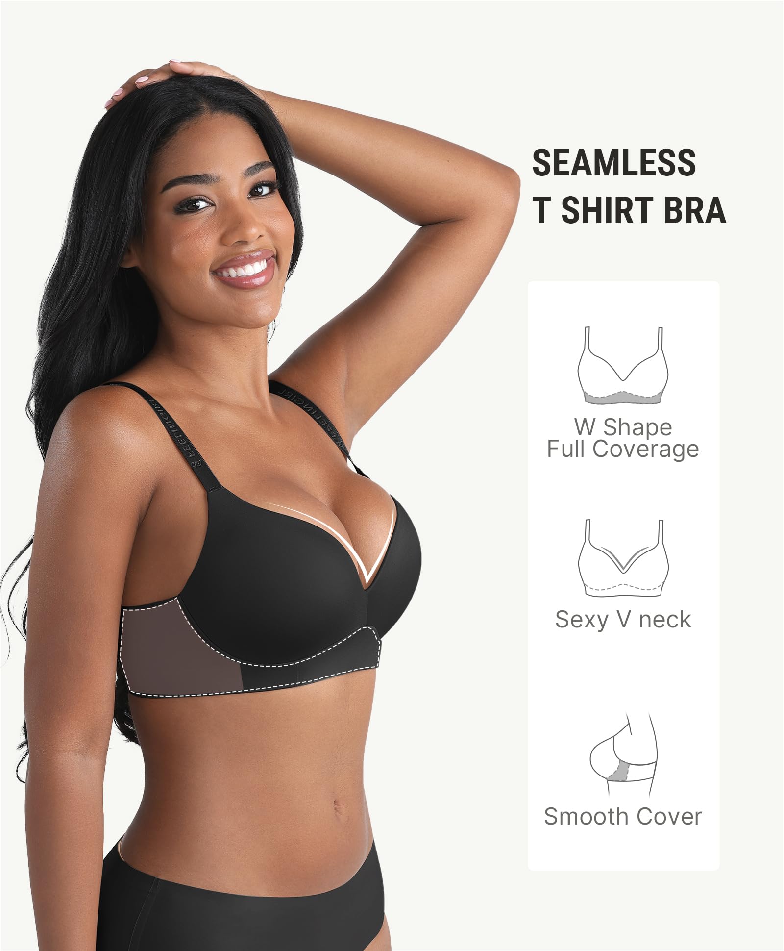FeelinGirl Wireless Bras Comfortable Push Up Bra Full Support Lift Bralette Seamless Tshirt Bras - Image 3