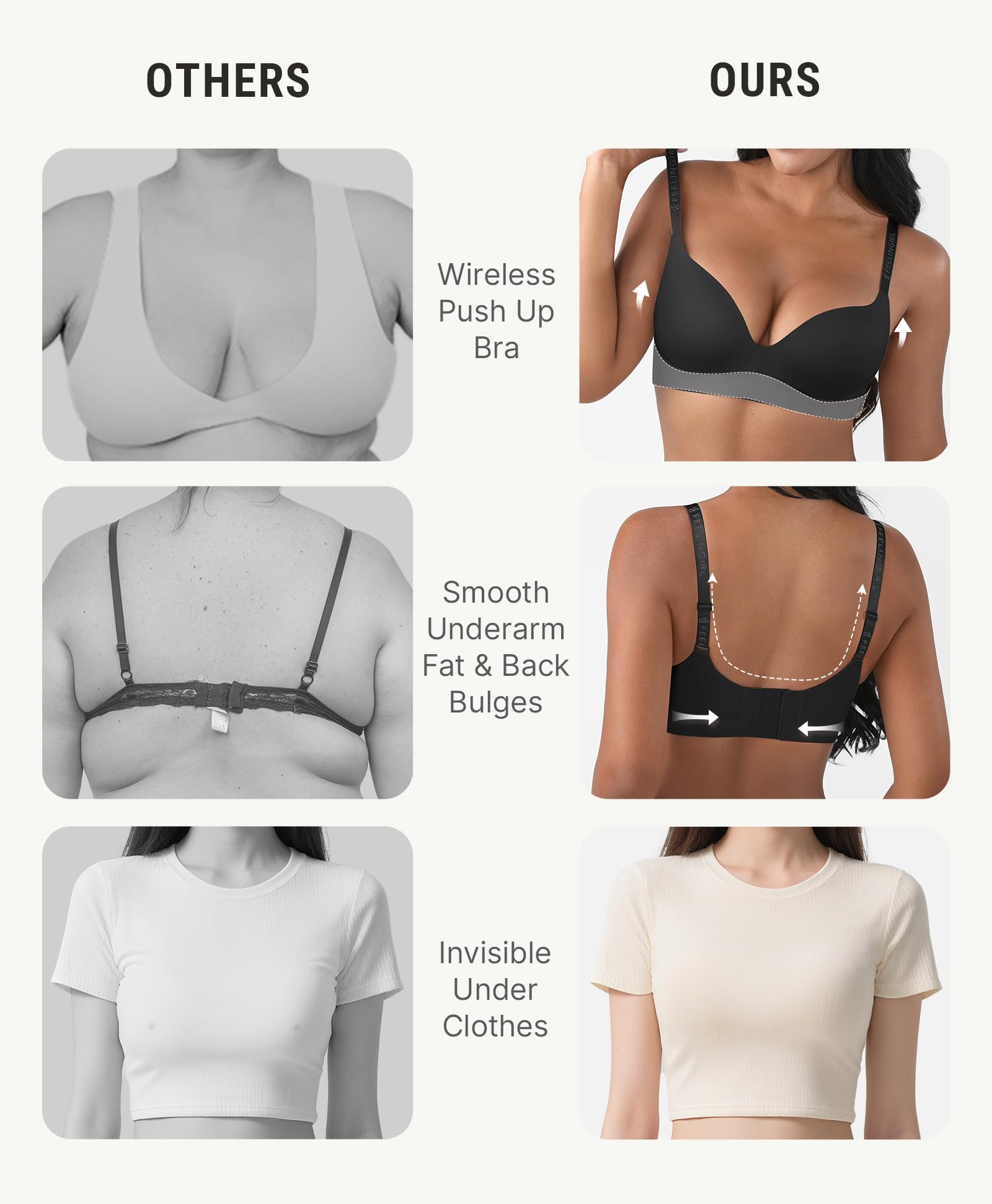 FeelinGirl Wireless Bras Comfortable Push Up Bra Full Support Lift Bralette Seamless Tshirt Bras - Image 4