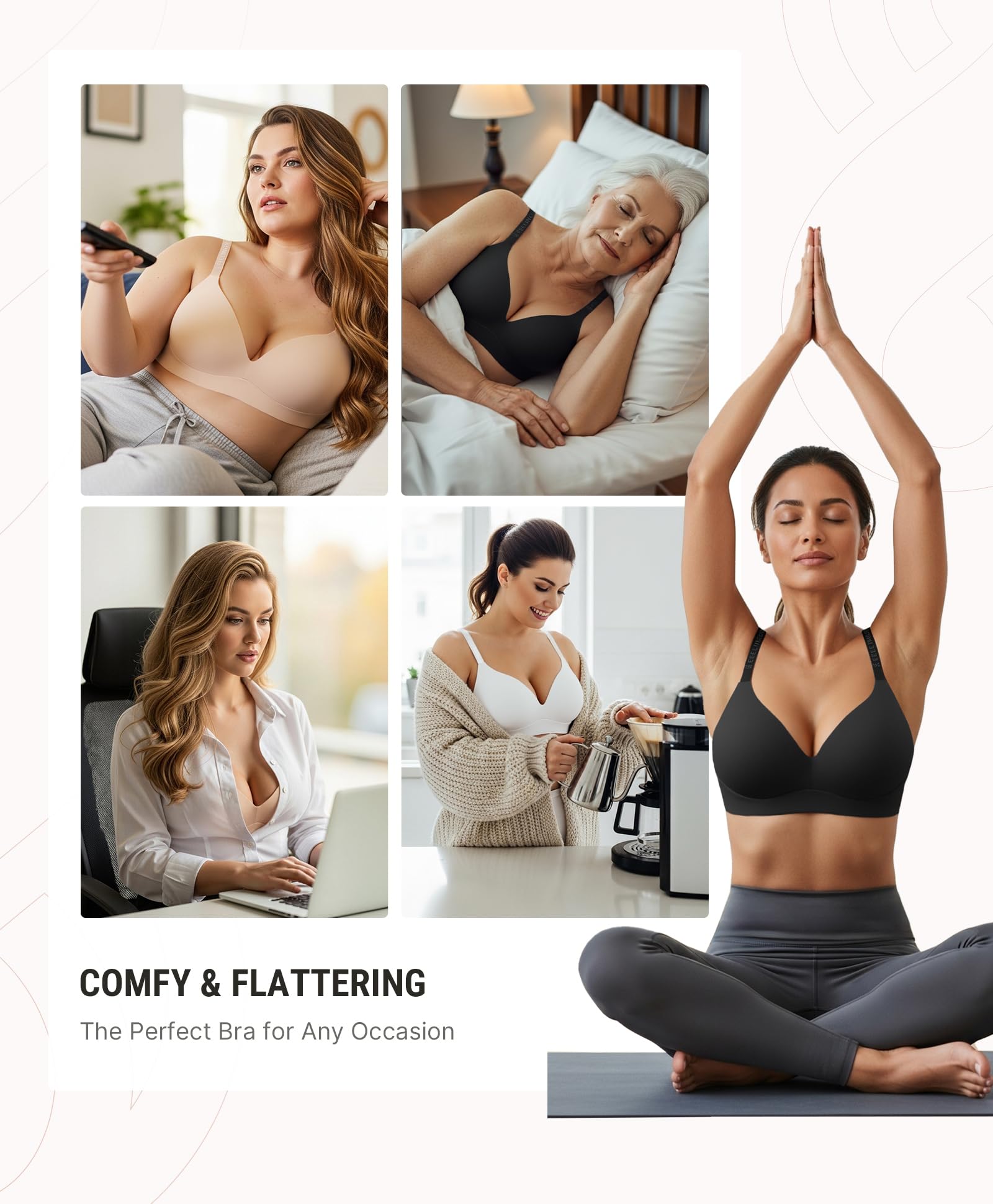 FeelinGirl Wireless Bras Comfortable Push Up Bra Full Support Lift Bralette Seamless Tshirt Bras - Image 7