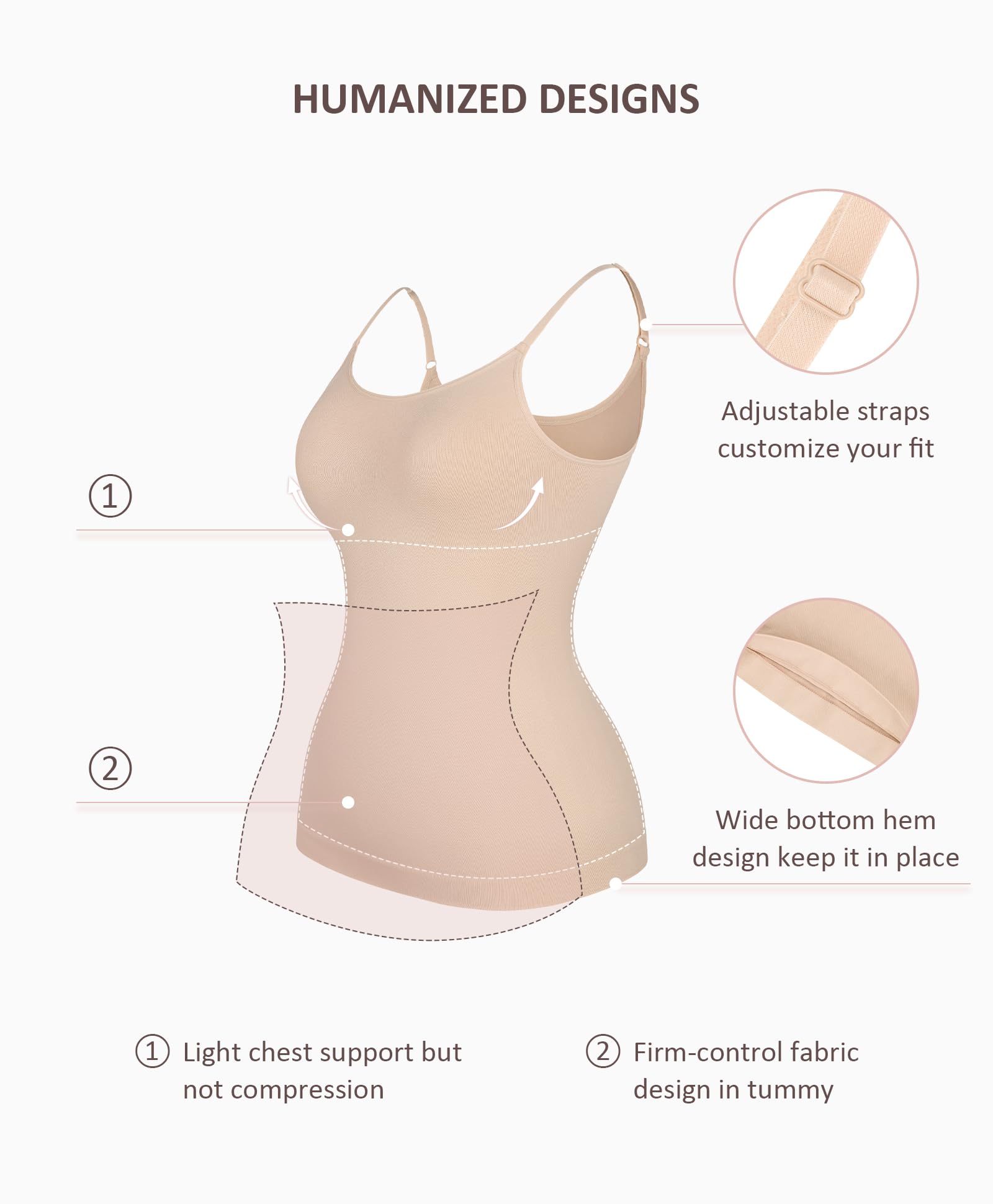 FeelinGirl Women's Tummy Control Camisole Seamless Shapewear Tank Top Slimming Cami Shaper with Compression - Image 3