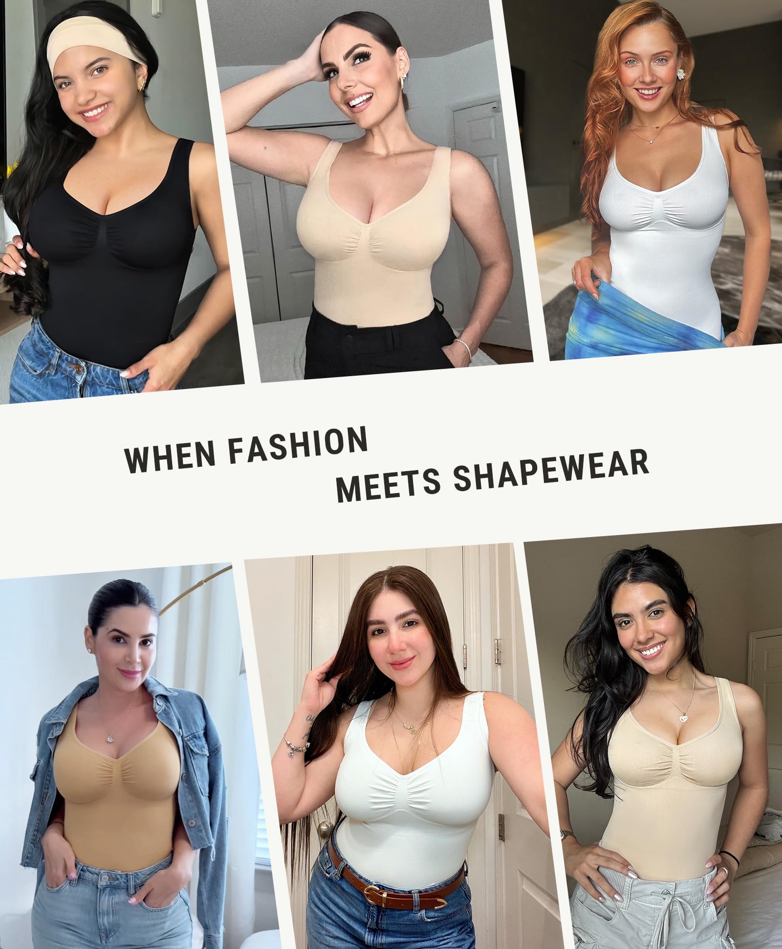 FeelinGirl Women Tank Tops Shapewear: Tummy Control Compression Tank V Neck Seamless Body Shaper Camisole Tops for Women - Image 5
