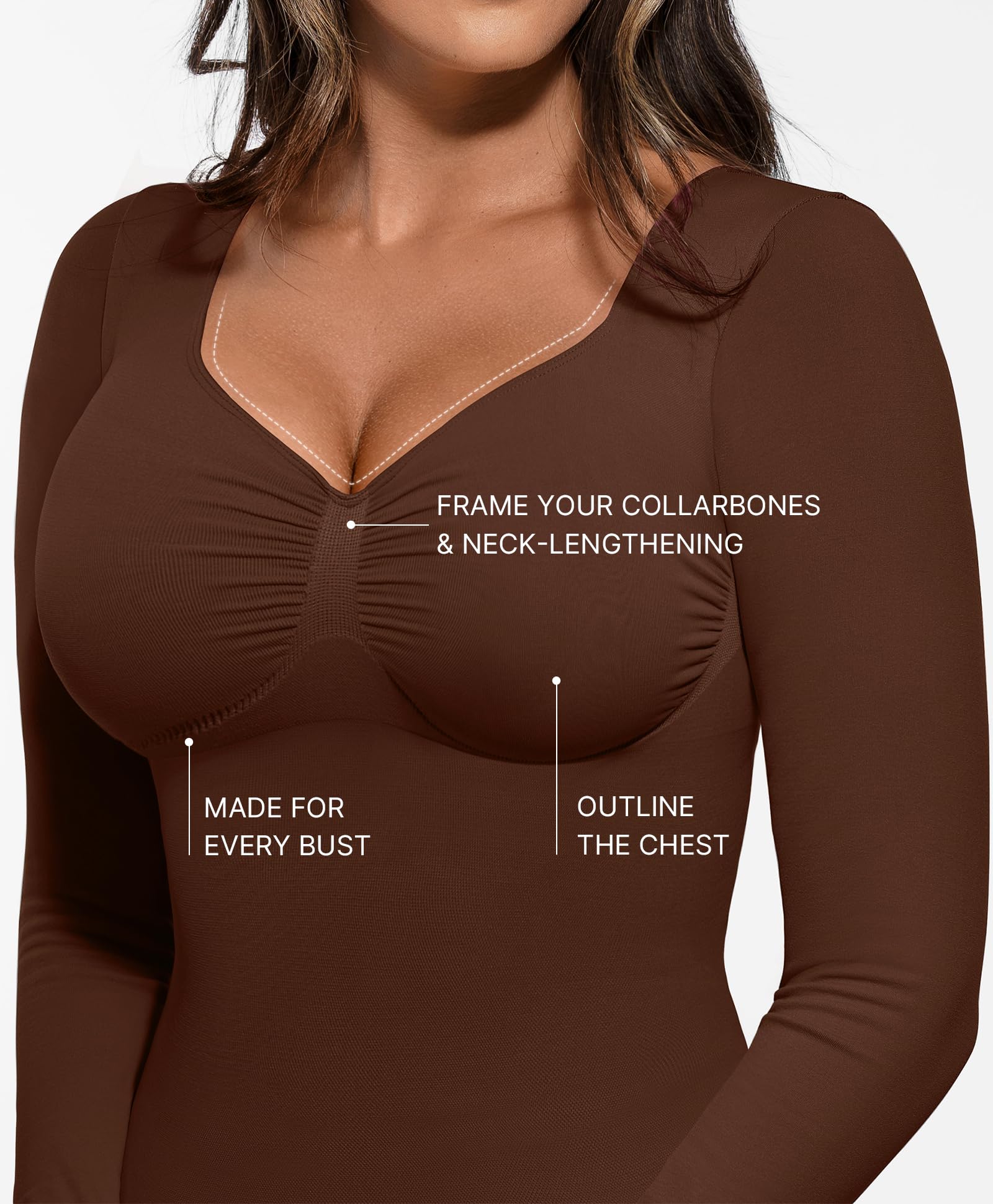 FeelinGirl Womens Shapewear Tummy Control Tops: Long Sleeve Compression Shirts for Women Slimming Body Shaper V Neck Shirt - Image 3