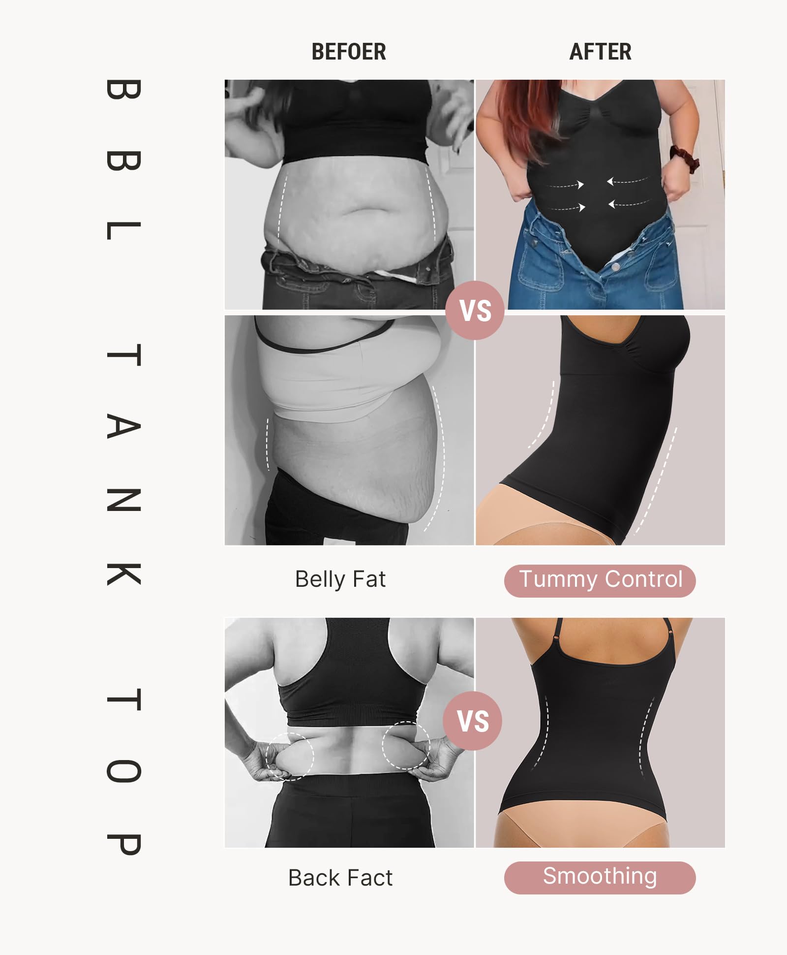 FeelinGirl Womens Tank Top Shapewear Tummy Control Tops Slimming Cami Tank Seamless Compression V Neck Camisole - Image 5