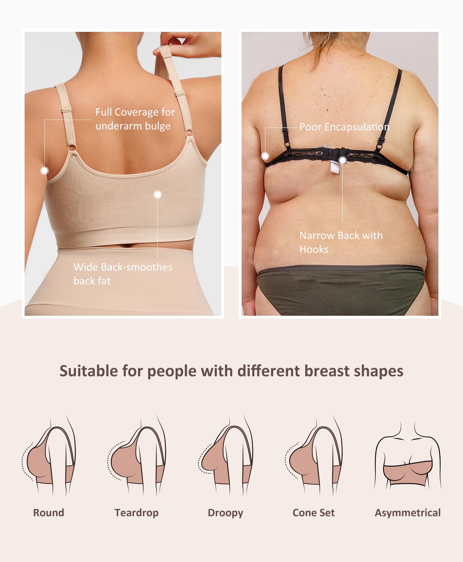 FeelinGirl Zip Front Closure Bras for Women No Underwire Compression Post Surgery Bra with Wide Adjustable Straps - Image 5