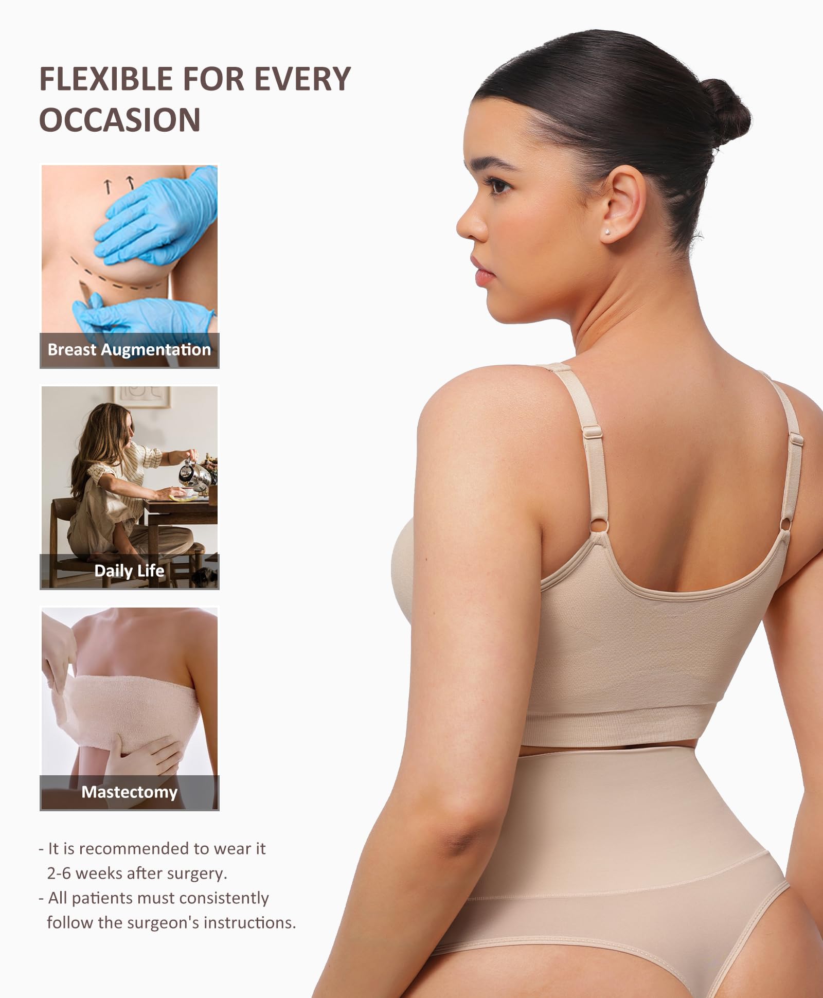 FeelinGirl Zip Front Closure Bras for Women No Underwire Compression Post Surgery Bra with Wide Adjustable Straps - Image 6